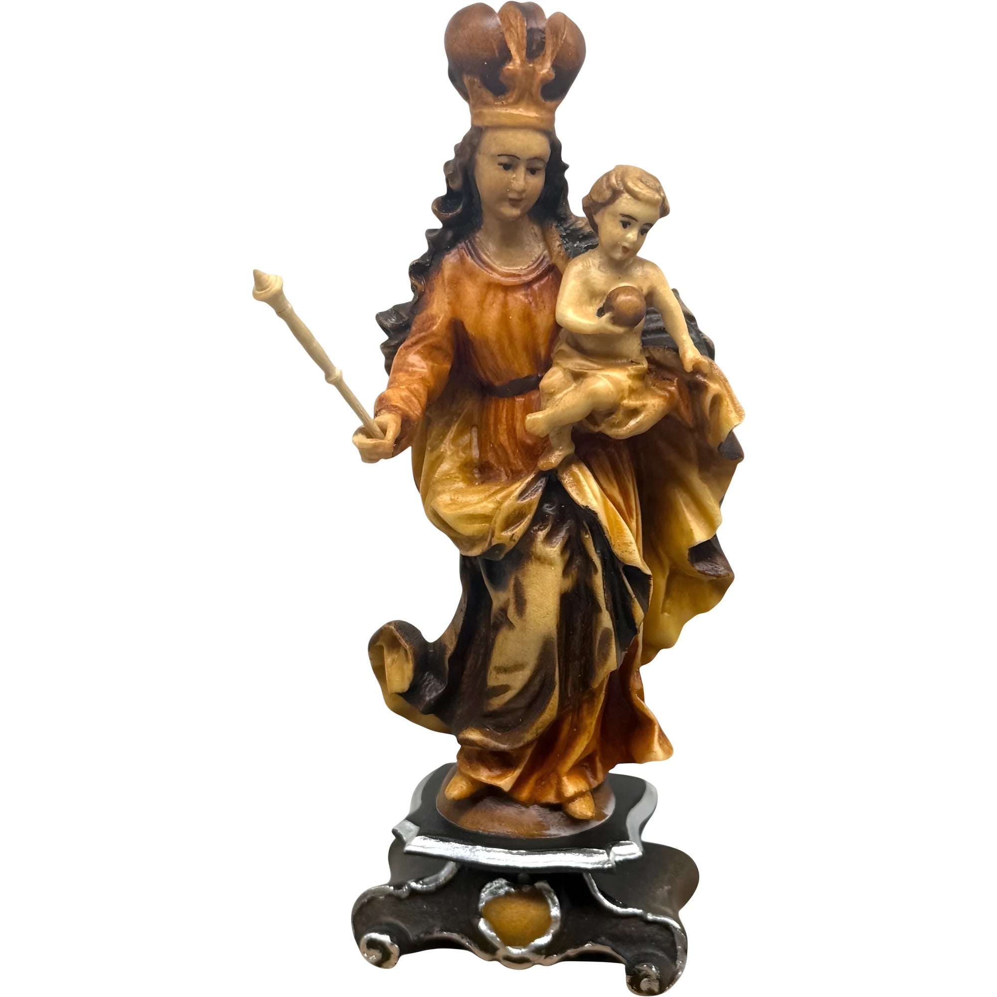 Madonna della Bavaria in Legno Intagliata a Mano, Artigianato Val Gardena