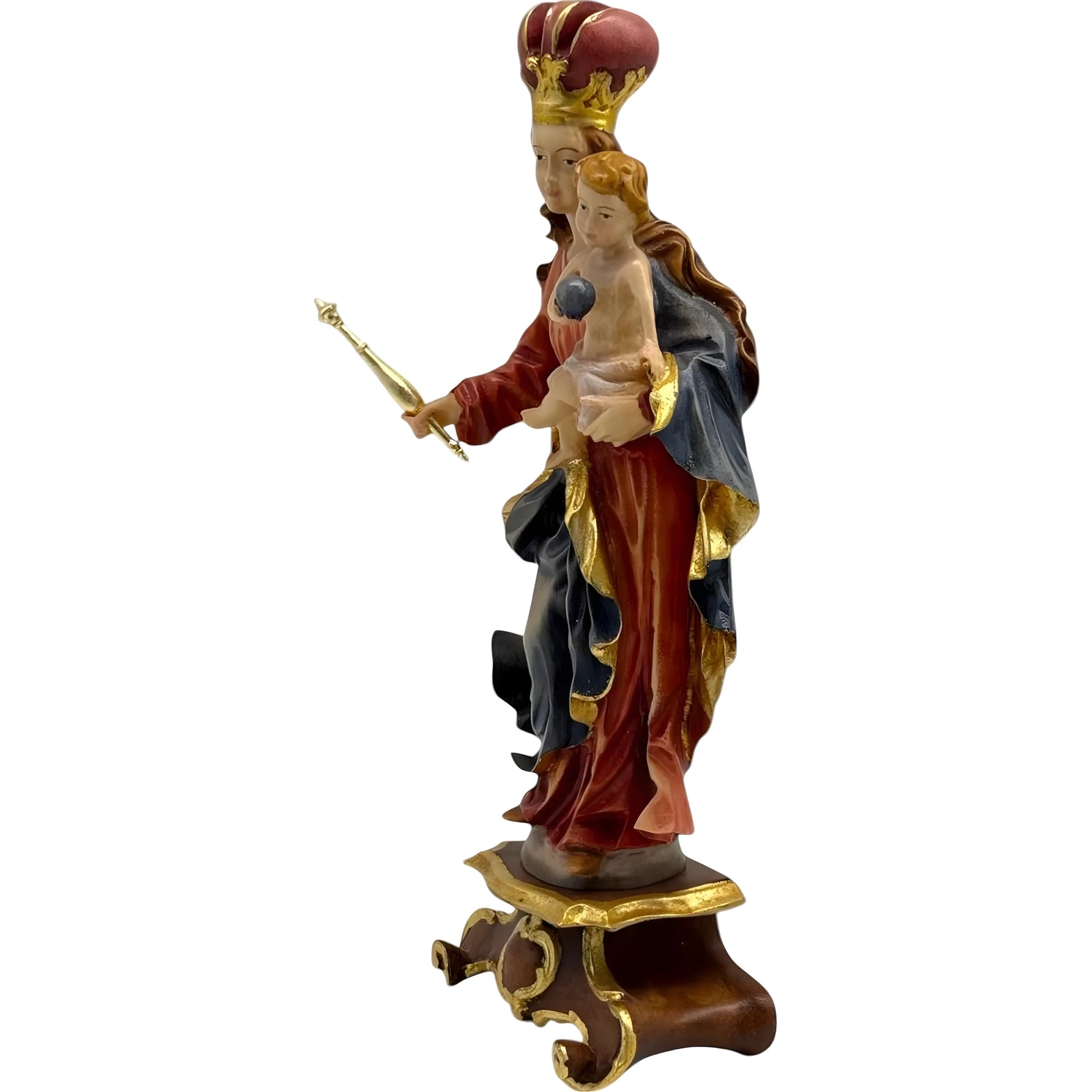 Madonna della Bavaria in Legno Intagliata a Mano, Artigianato Val Gardena