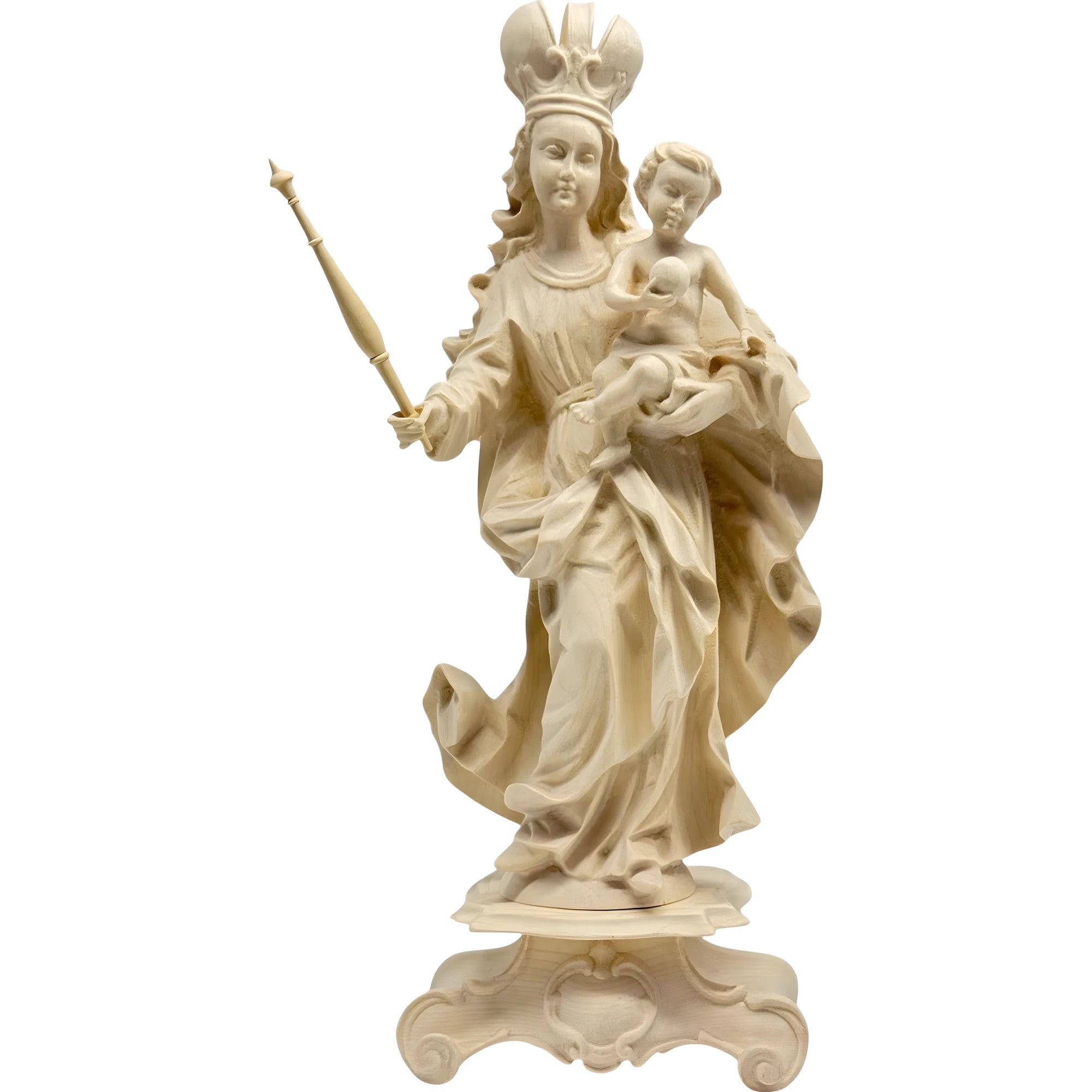 Madonna della Bavaria in Legno Intagliata a Mano, Artigianato Val Gardena