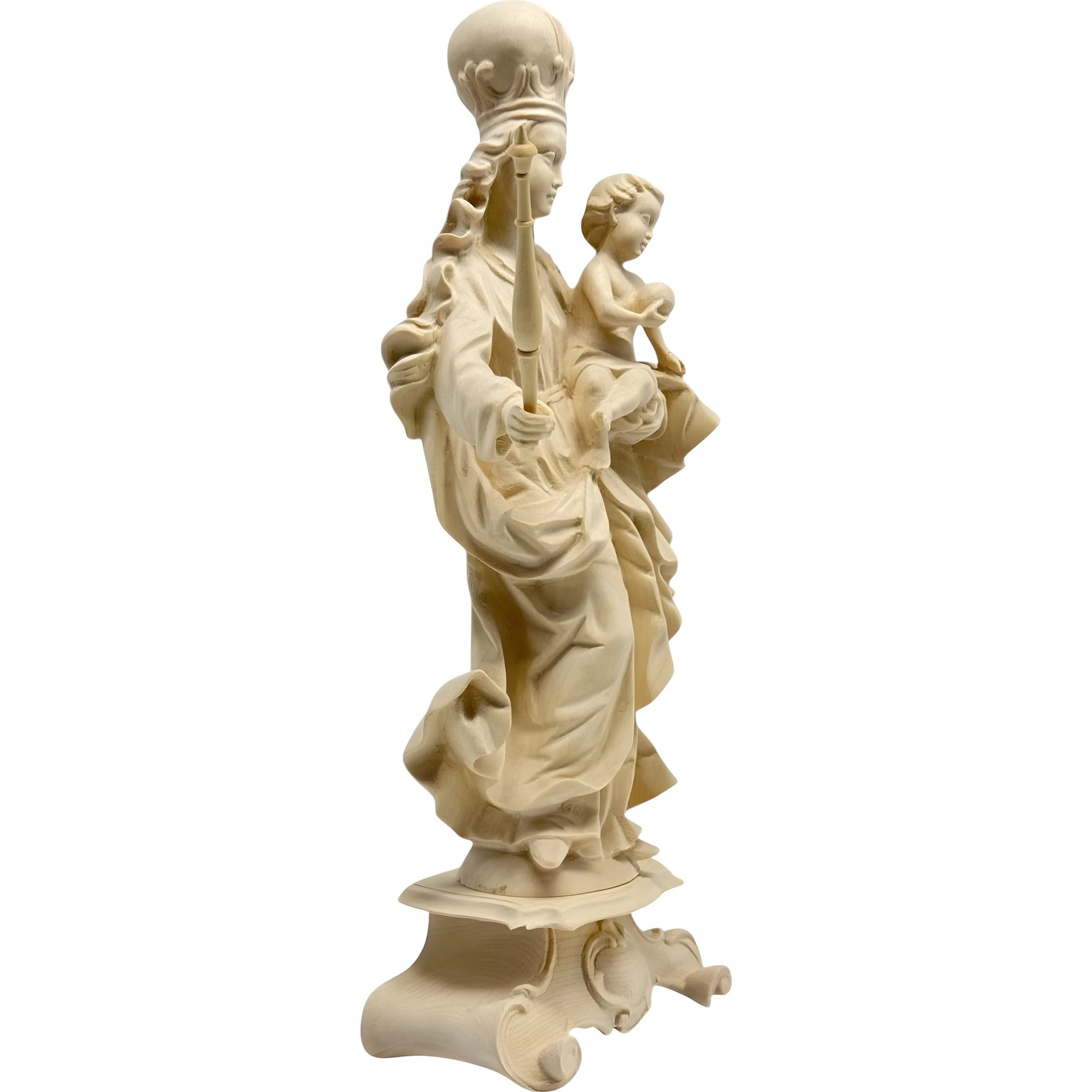 Madonna della Bavaria in Legno Intagliata a Mano, Artigianato Val Gardena