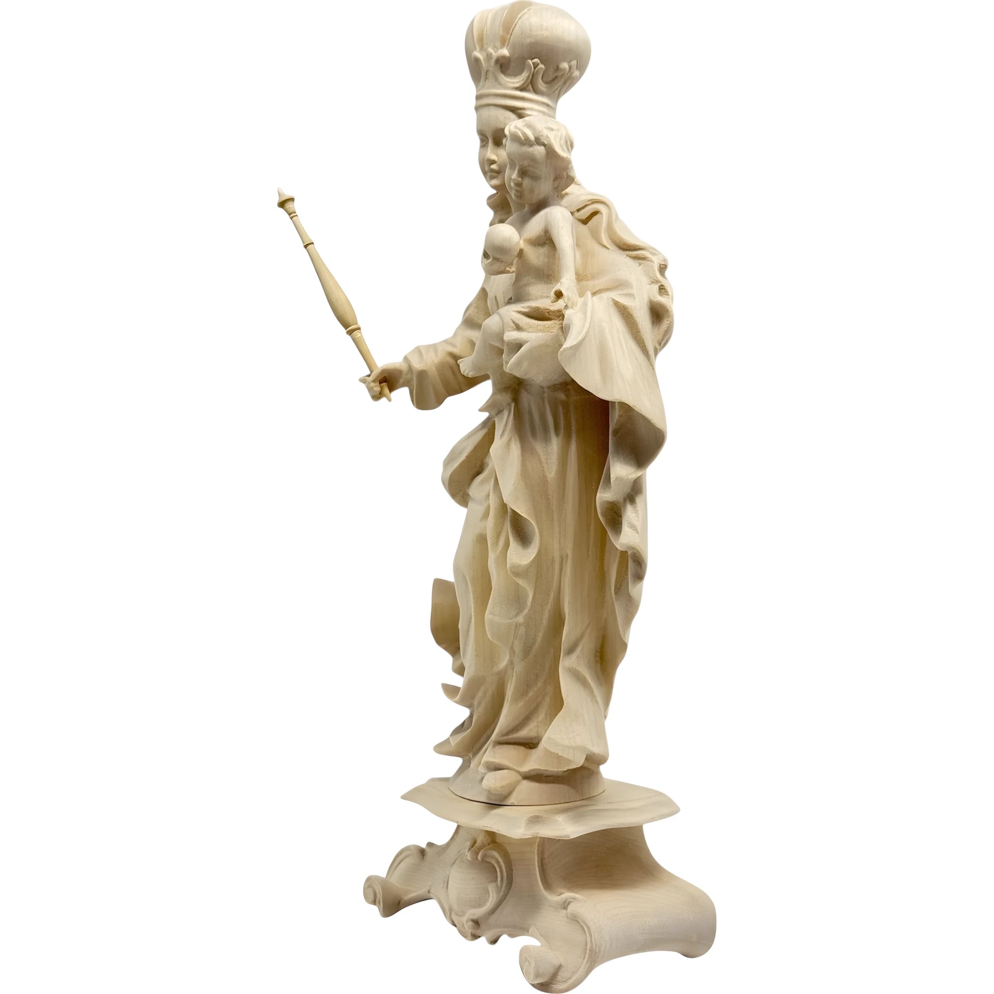 Madonna della Bavaria in Legno Intagliata a Mano, Artigianato Val Gardena