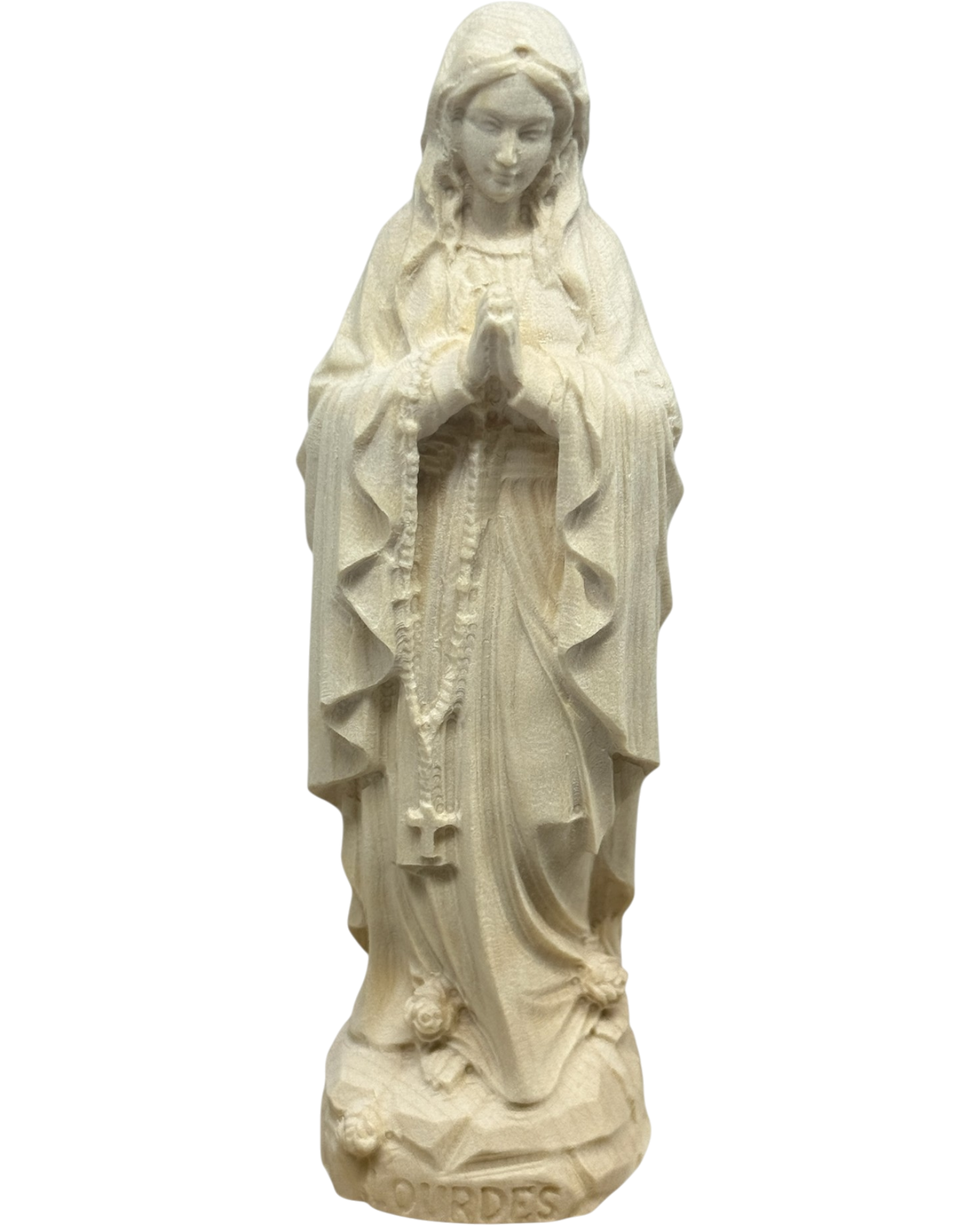 Hand-carved Lourdes Madonna statue in maple and linden wood