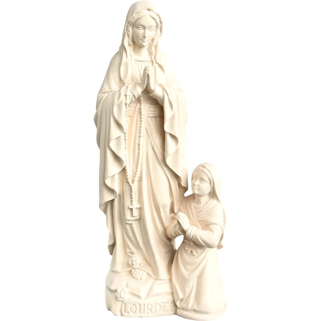 Madone de Lourdes avec Sainte Bernadette Sculptée dans le Bois du Val Gardena