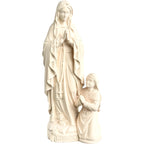Madone de Lourdes avec Sainte Bernadette Sculptée dans le Bois du Val Gardena