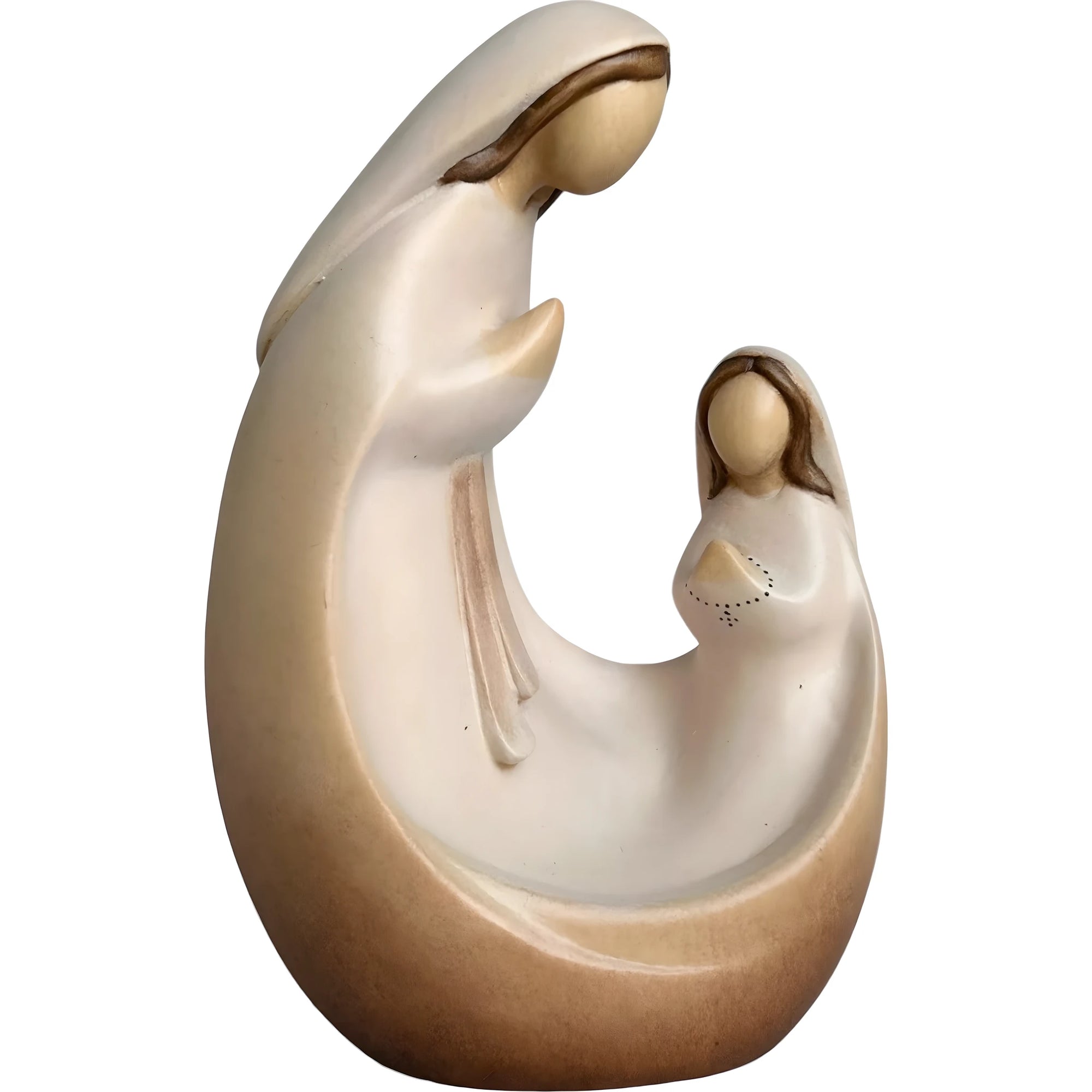 Madonna and Bernadette Modern Carved Wood Sculpture Val Gardena