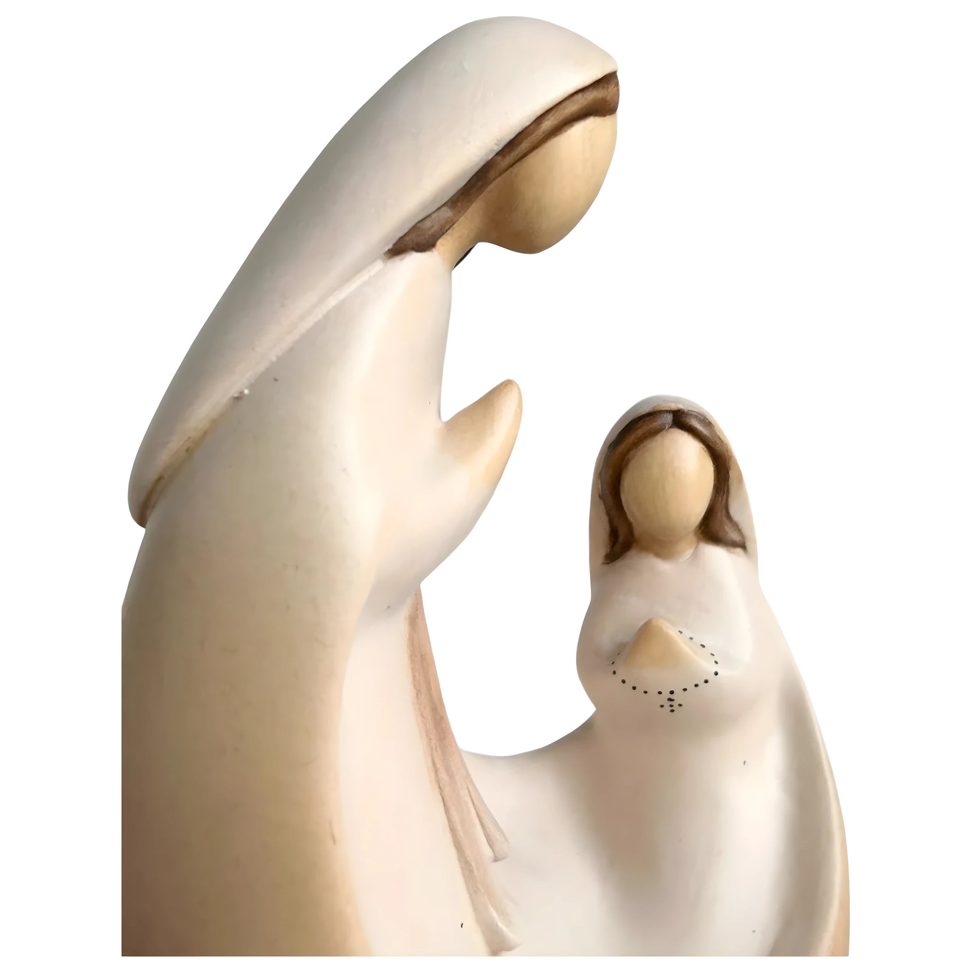Madonna and Bernadette Modern Carved Wood Sculpture Val Gardena