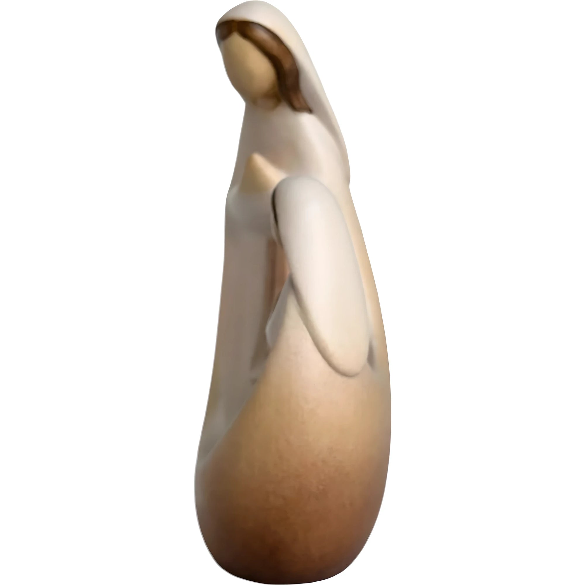 Madonna and Bernadette Modern Carved Wood Sculpture Val Gardena