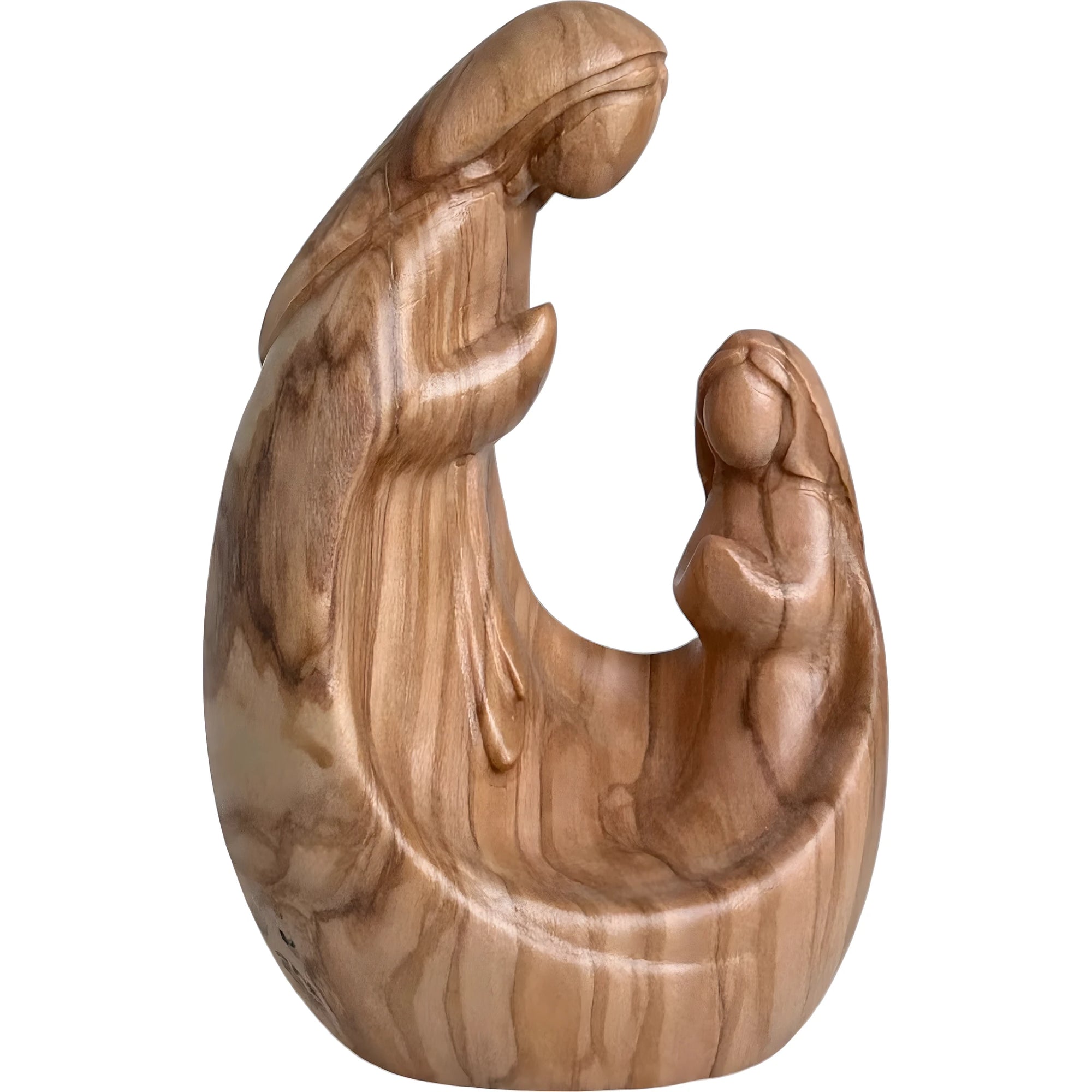 Madonna and Bernadette Modern Carved Wood Sculpture Val Gardena