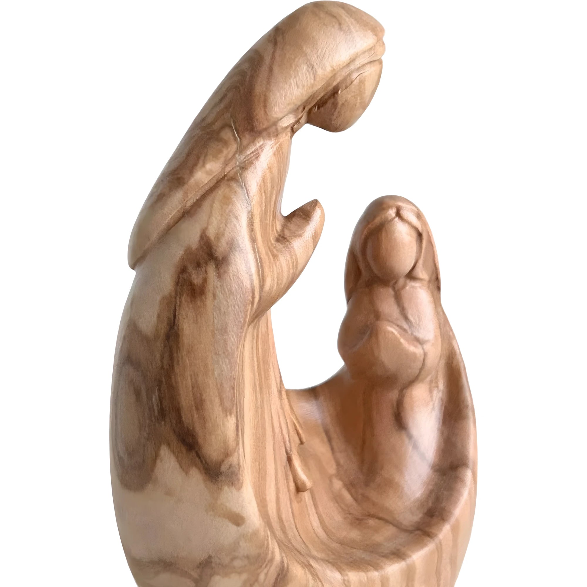 Madonna and Bernadette Modern Carved Wood Sculpture Val Gardena