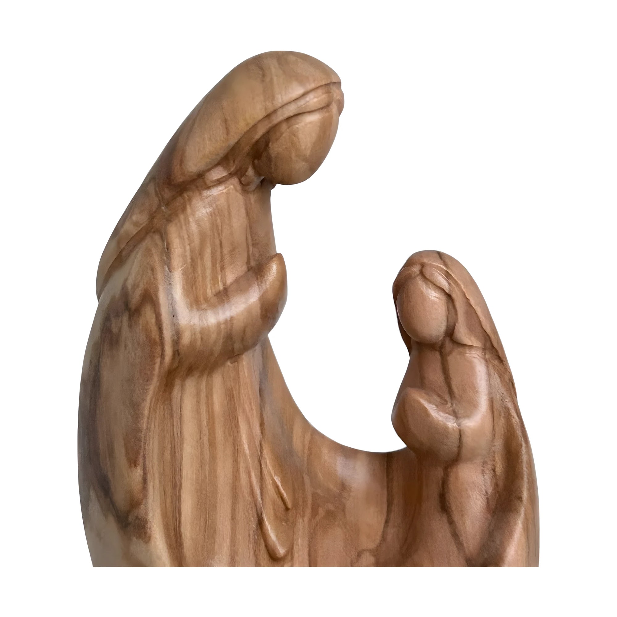 Madonna and Bernadette Modern Carved Wood Sculpture Val Gardena