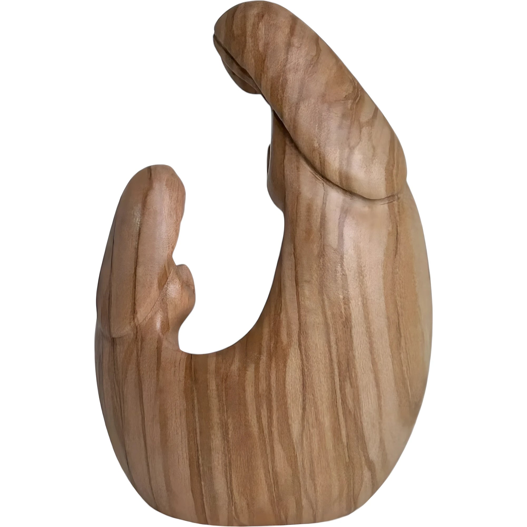 Madonna and Bernadette Modern Carved Wood Sculpture Val Gardena