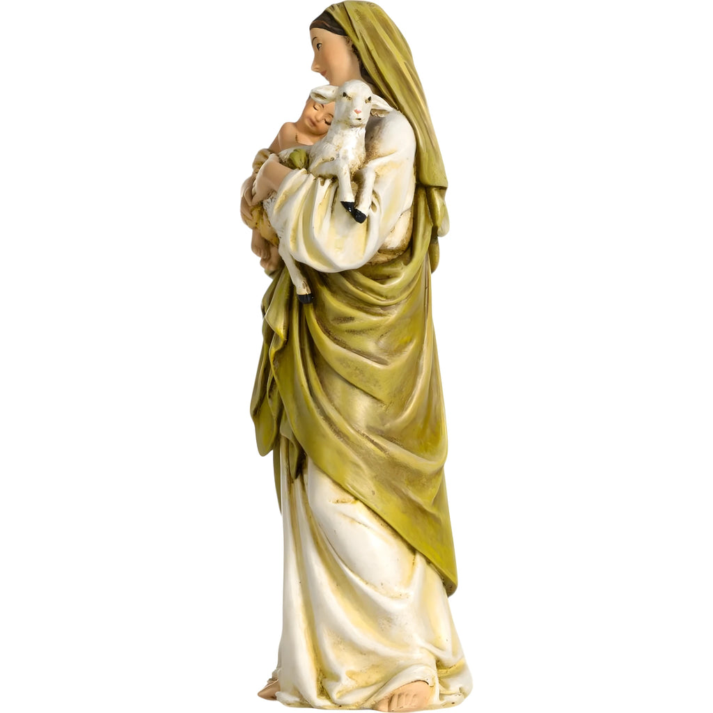 Madonna in Piedi con Bambino e Agnello - Scultura d'Arte Sacra Val Gardena