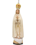 Figurka Matki Bożej Fatimskiej Pielgrzymującej z Drewna Rzeźbionego ze Złotą Koroną