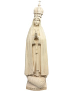 Carved Wooden Pilgrim Statue of Our Lady of Fatima with Gilded Crown