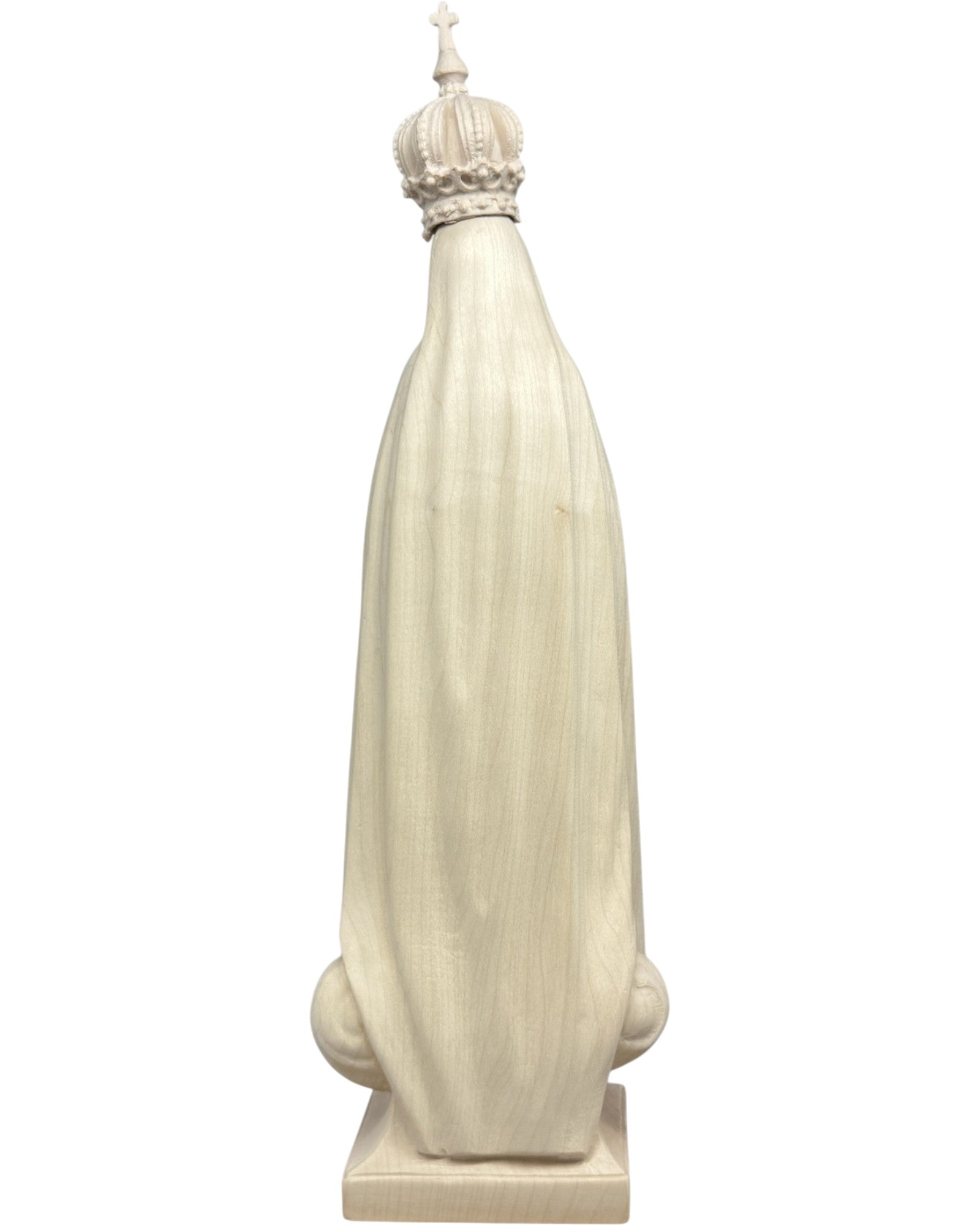 Carved Wooden Pilgrim Statue of Our Lady of Fatima with Gilded Crown