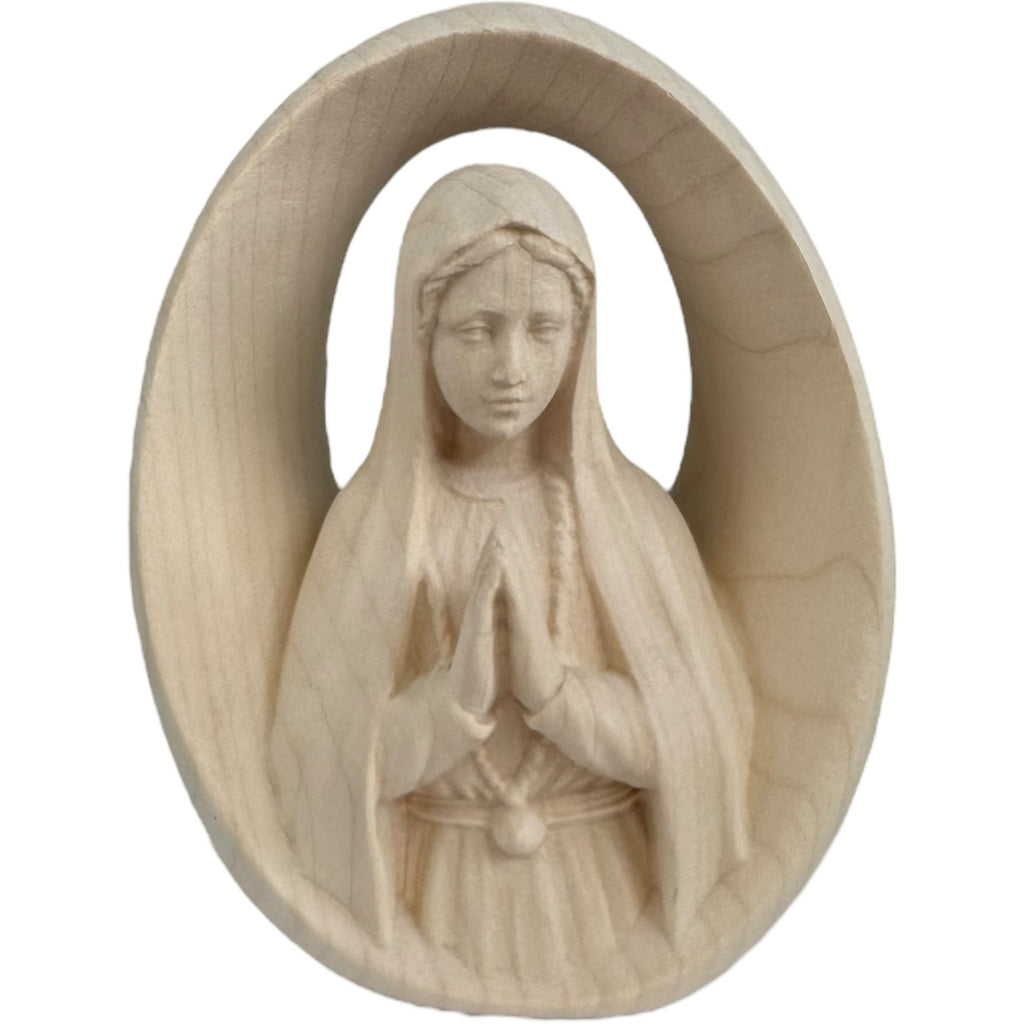 Busto Madonna di Fátima a Rilievo in Legno della Val Gardena