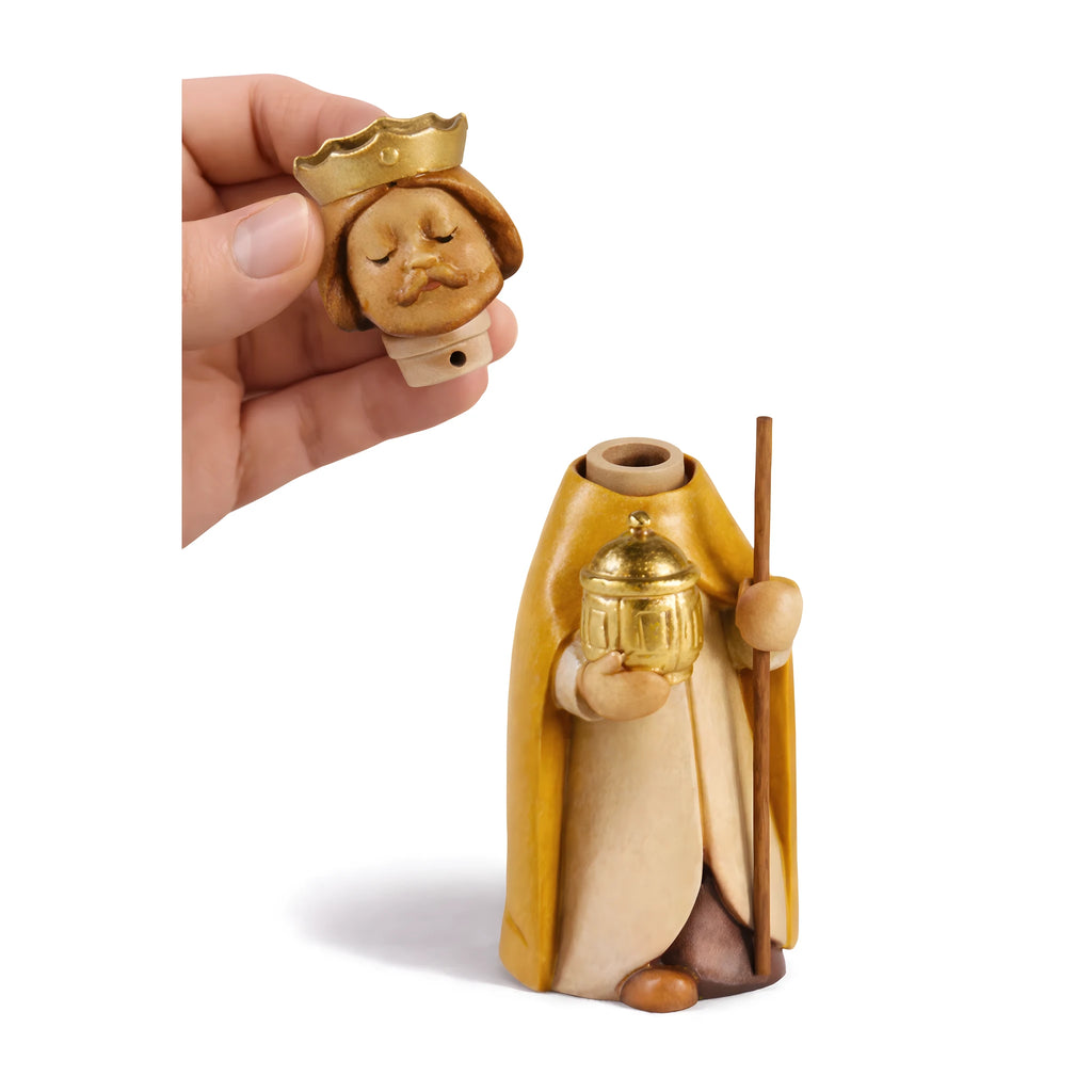 Balthazar Roi Mage : Sculpture Artisanale en Bois d'Érable pour Crèche Val Gardena