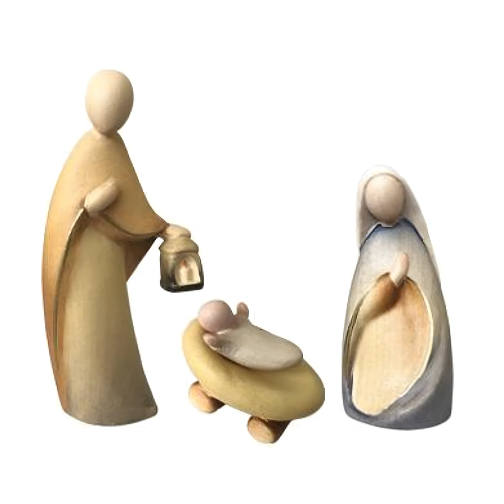 Stilized Nativity in Maple Wood – Modern Val Gardena Sculpture