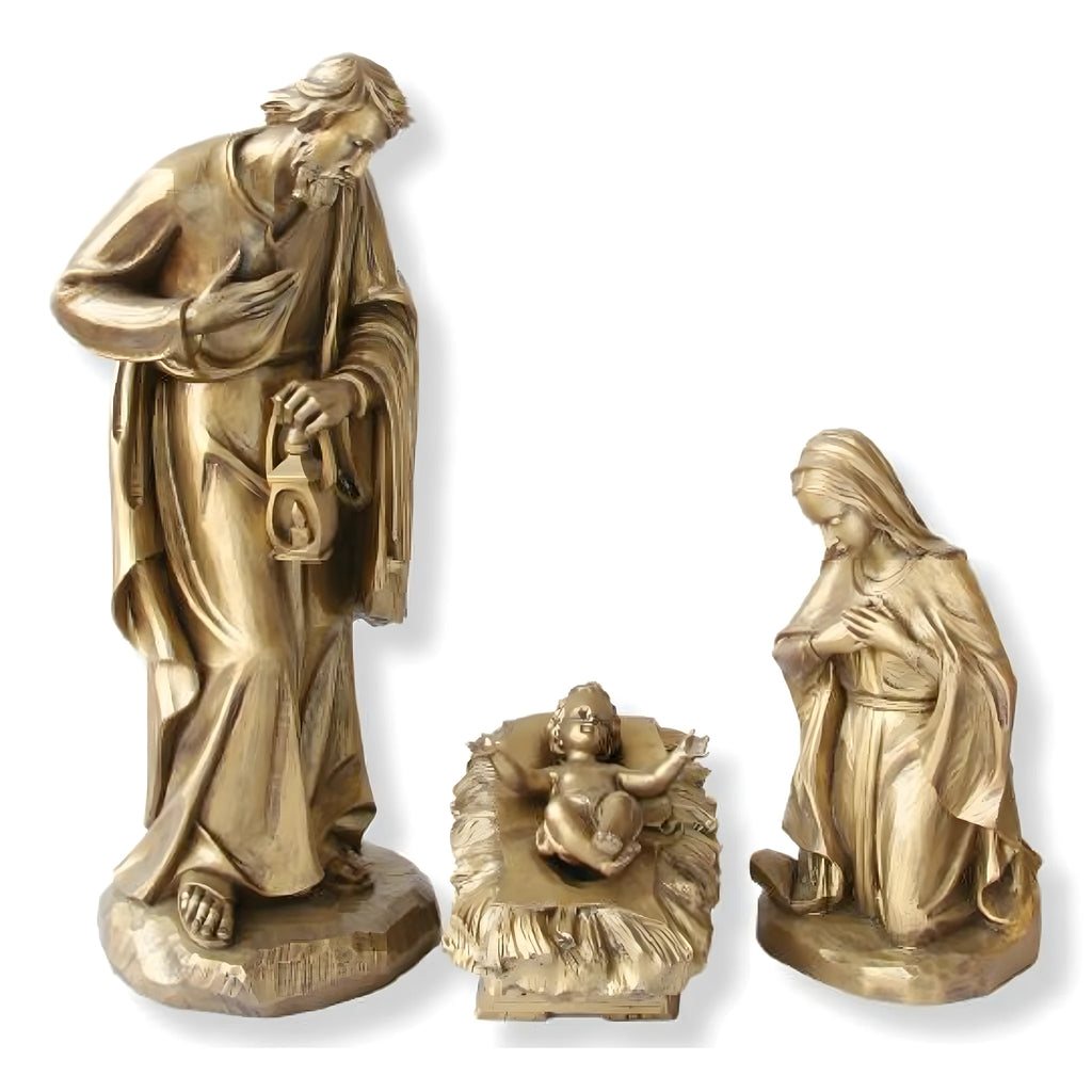 Nativité Val Gardena en Fibre de Verre | Sainte Famille Sculpture Monumentale