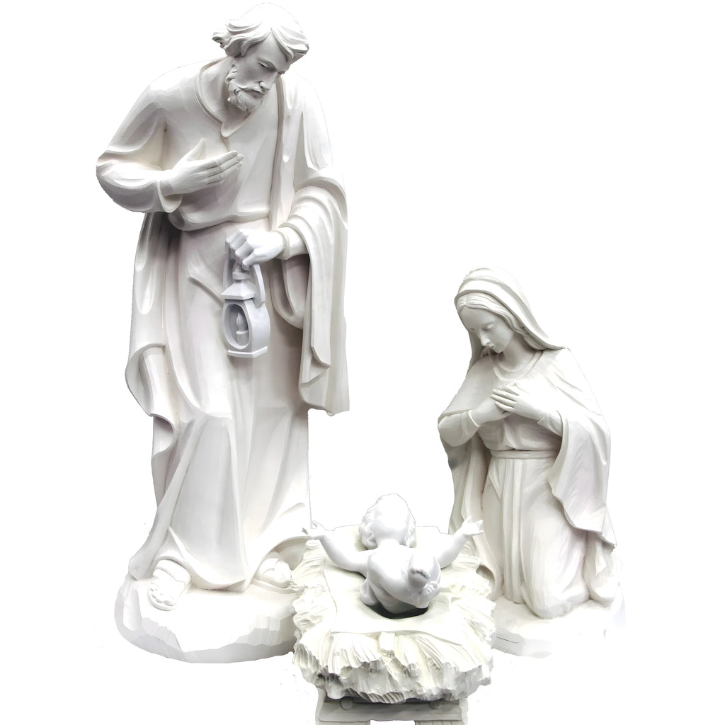 Nativité Val Gardena en Fibre de Verre | Sainte Famille Sculpture Monumentale