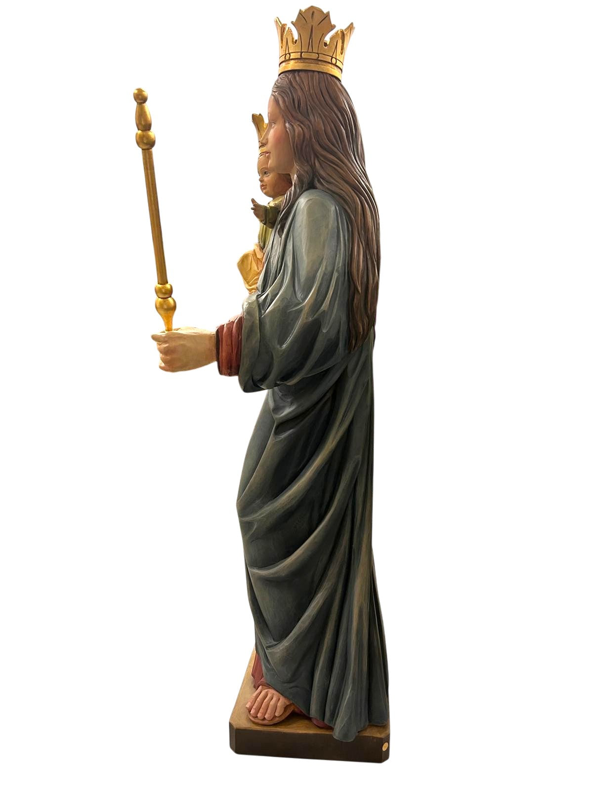 Statue unique de Notre Dame Reine de la Paix en bois de tilleul – 120 cm