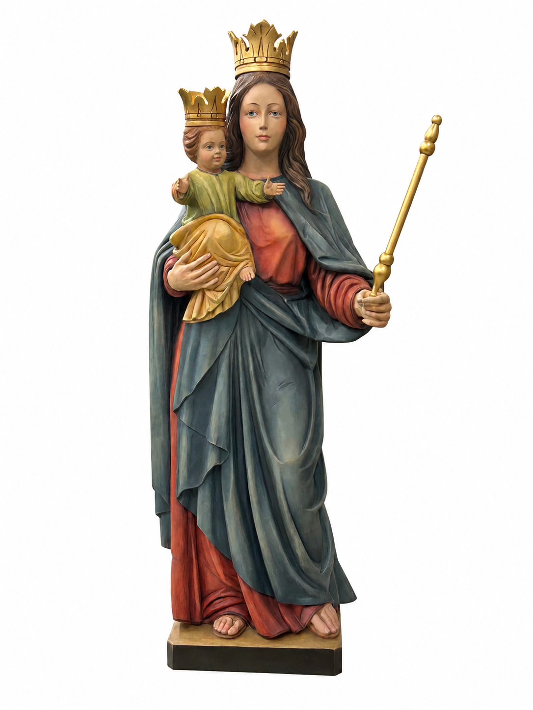 Statue unique de Notre Dame Reine de la Paix en bois de tilleul – 120 cm