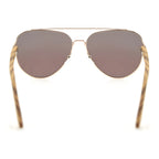 Sonnenbrille Aviator, polarisierte blaue Gläser und Details aus Naturholz
