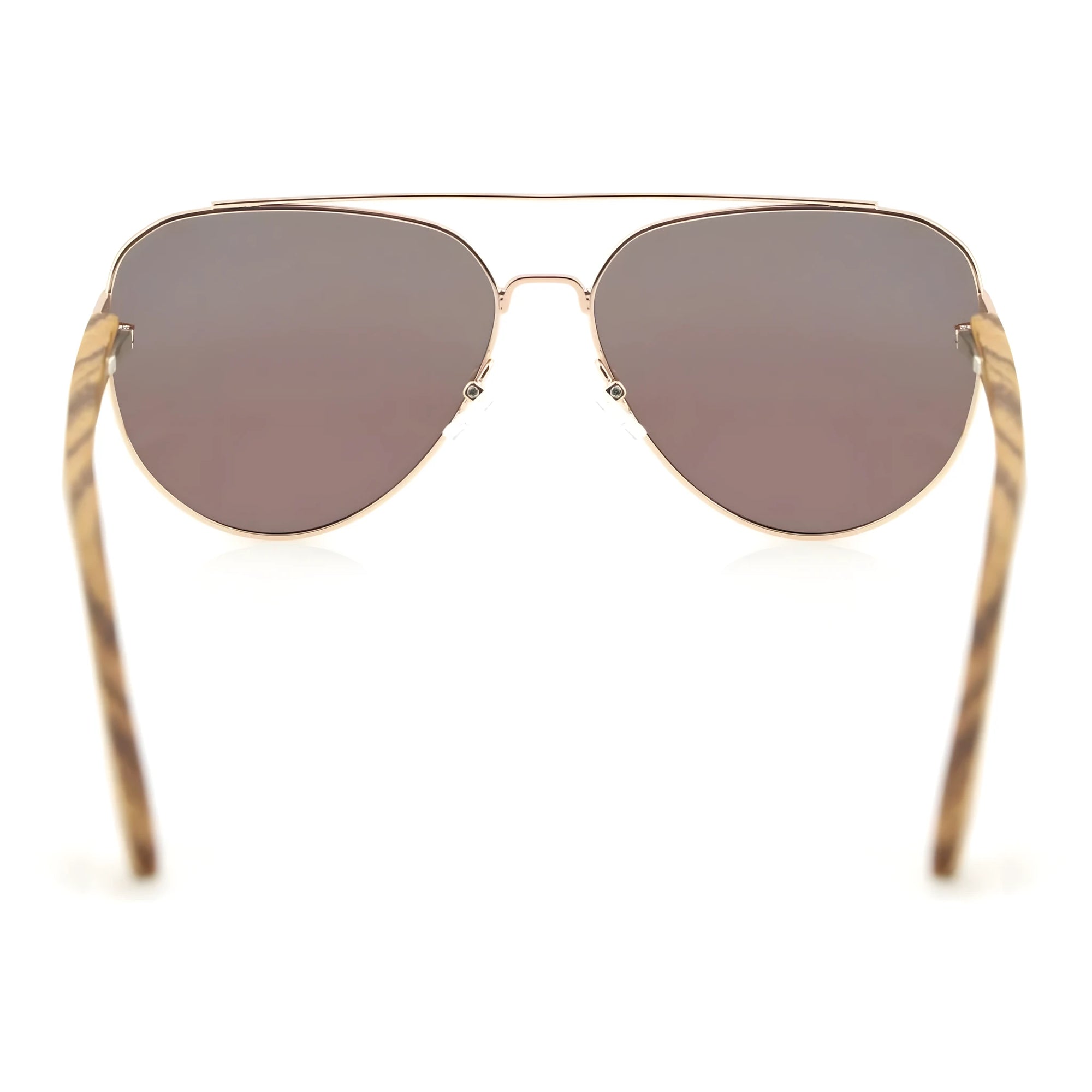 Lunettes de soleil aviateur, verres polarisés bleus et détails en bois naturel