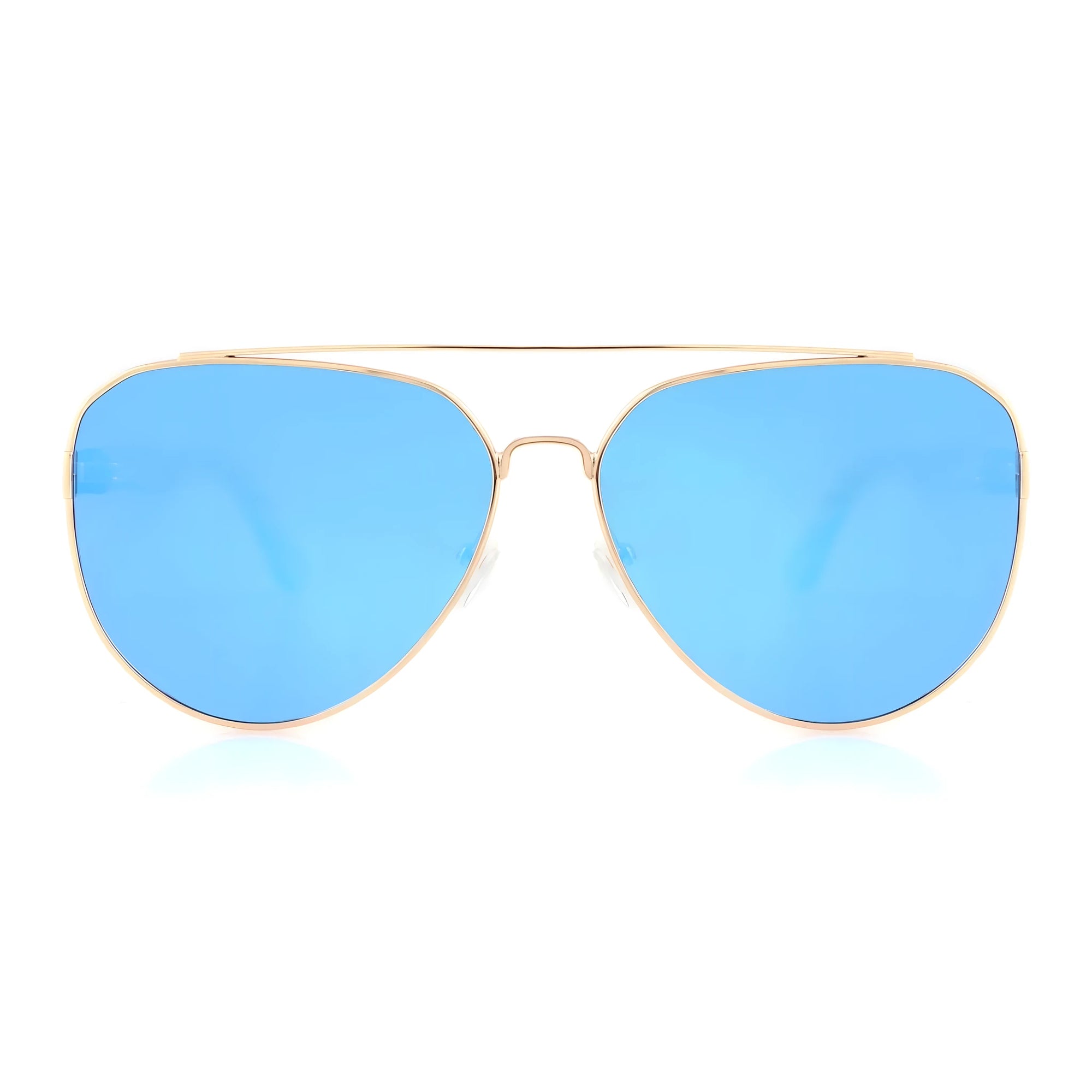 Lunettes de soleil aviateur, verres polarisés bleus et détails en bois naturel