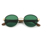 Óculos de Sol com Lentes Verdes e Armação de Madeira Artesanal