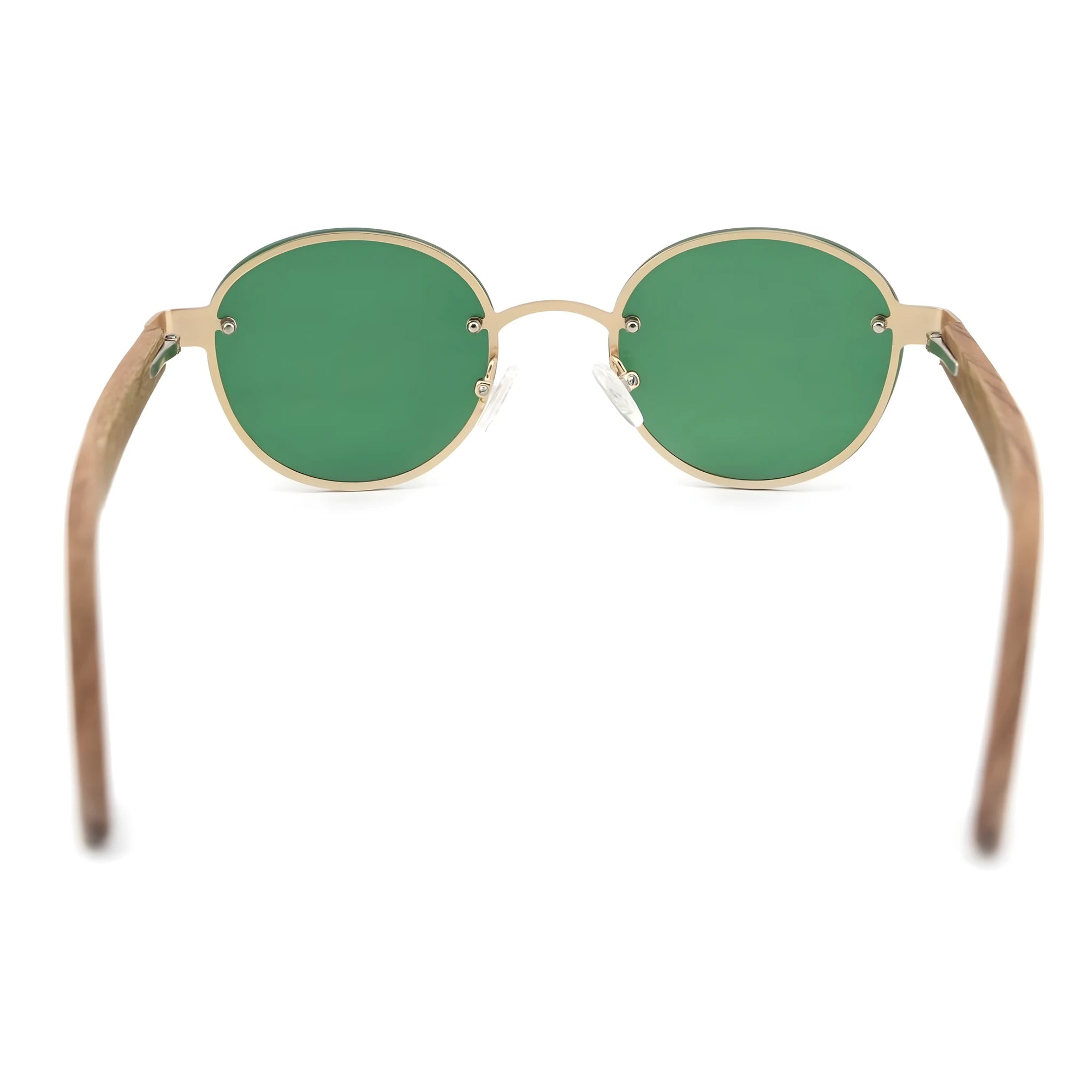 Lunettes de Soleil Verre Vert et Monture en Bois Artisanale