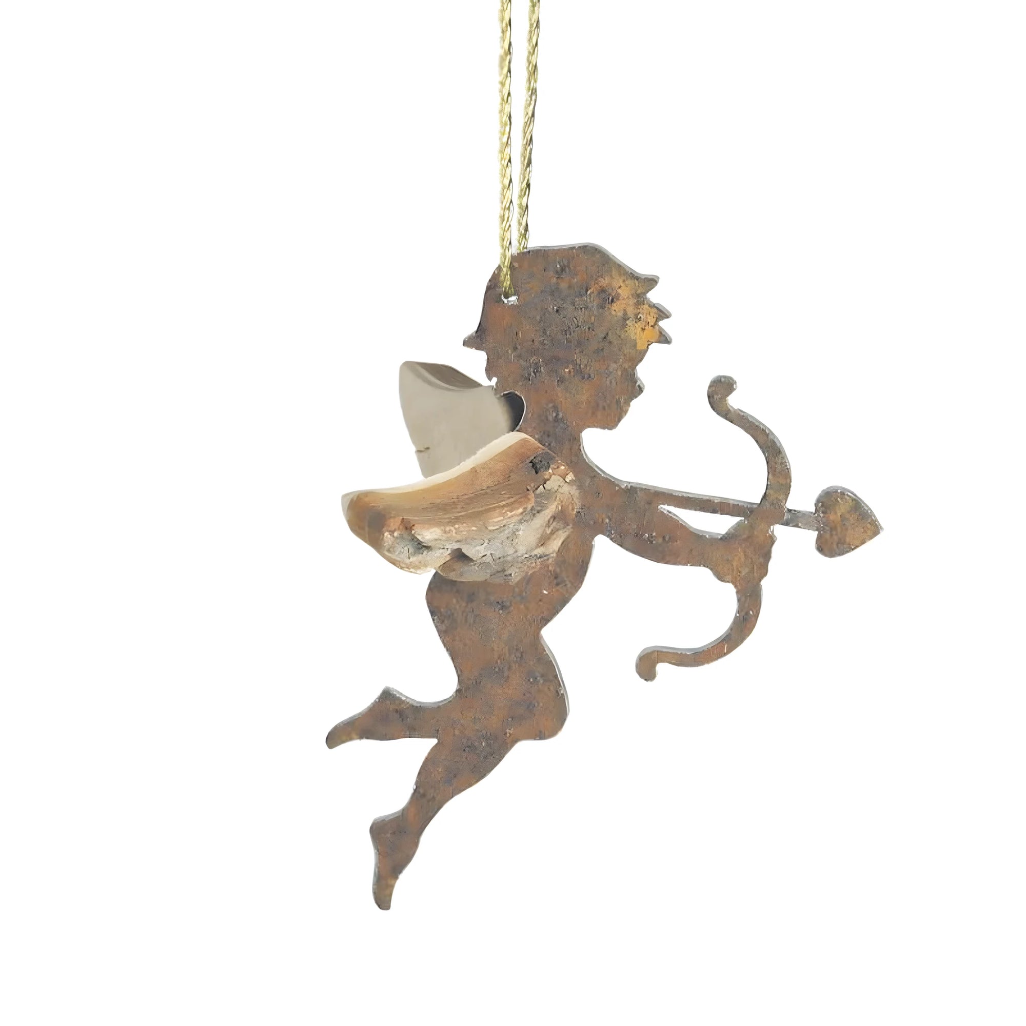Ornement "Cupidon Ailé" en Bois d'Écorce 6,5 cm | Artisanat Val Gardena