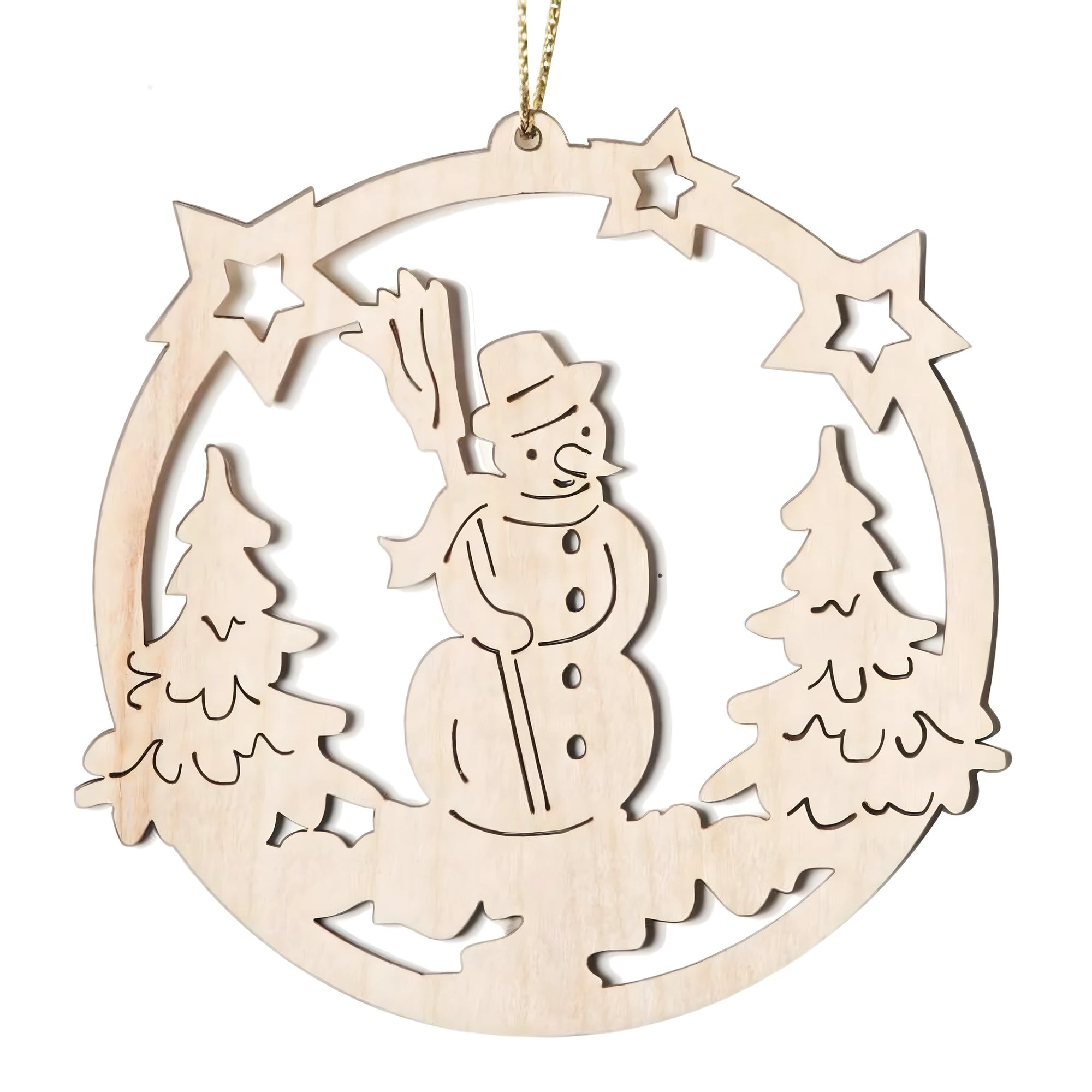 Maple Wood Snowman Winter Ornament from Val Gardena
