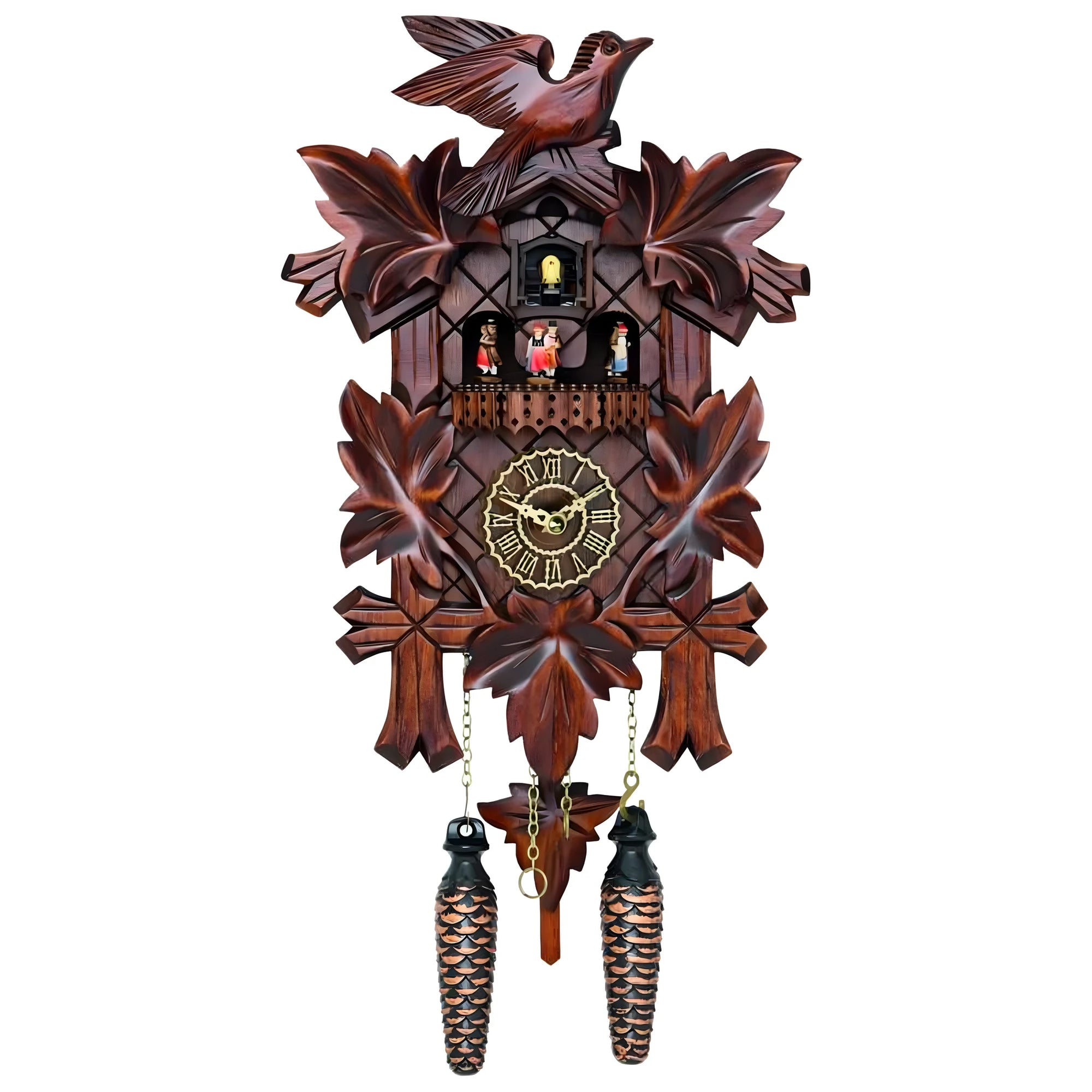 Horloge Coucou Alpine en Bois d'Érable Sculptée | Tradition Italienne