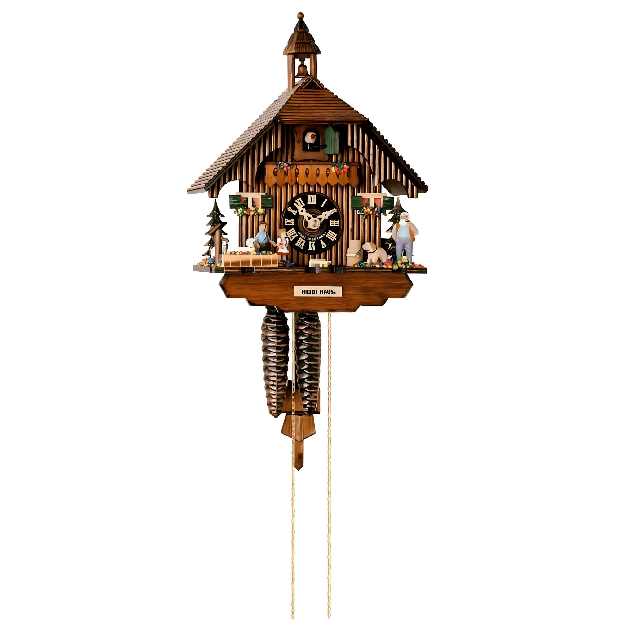 Orologio a Cucù artisanal "Heidi Haus" avec Scène Alpine Sculptée