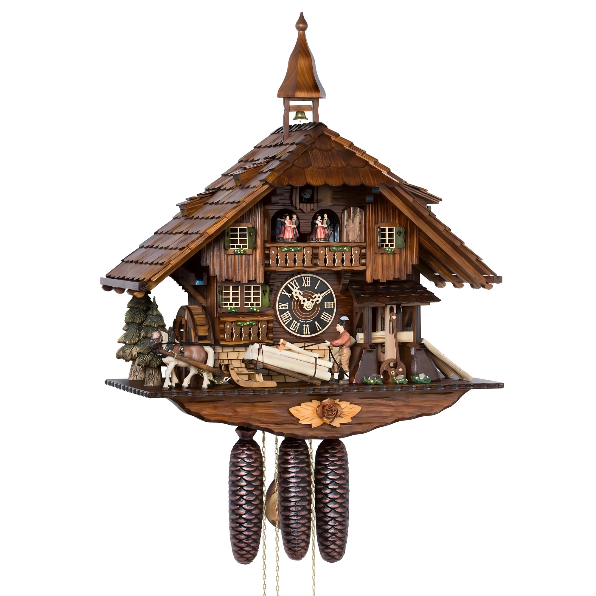 Horloge Coucou Artisanale | Scène Alpine avec Bûcherons Sculptés en Bois