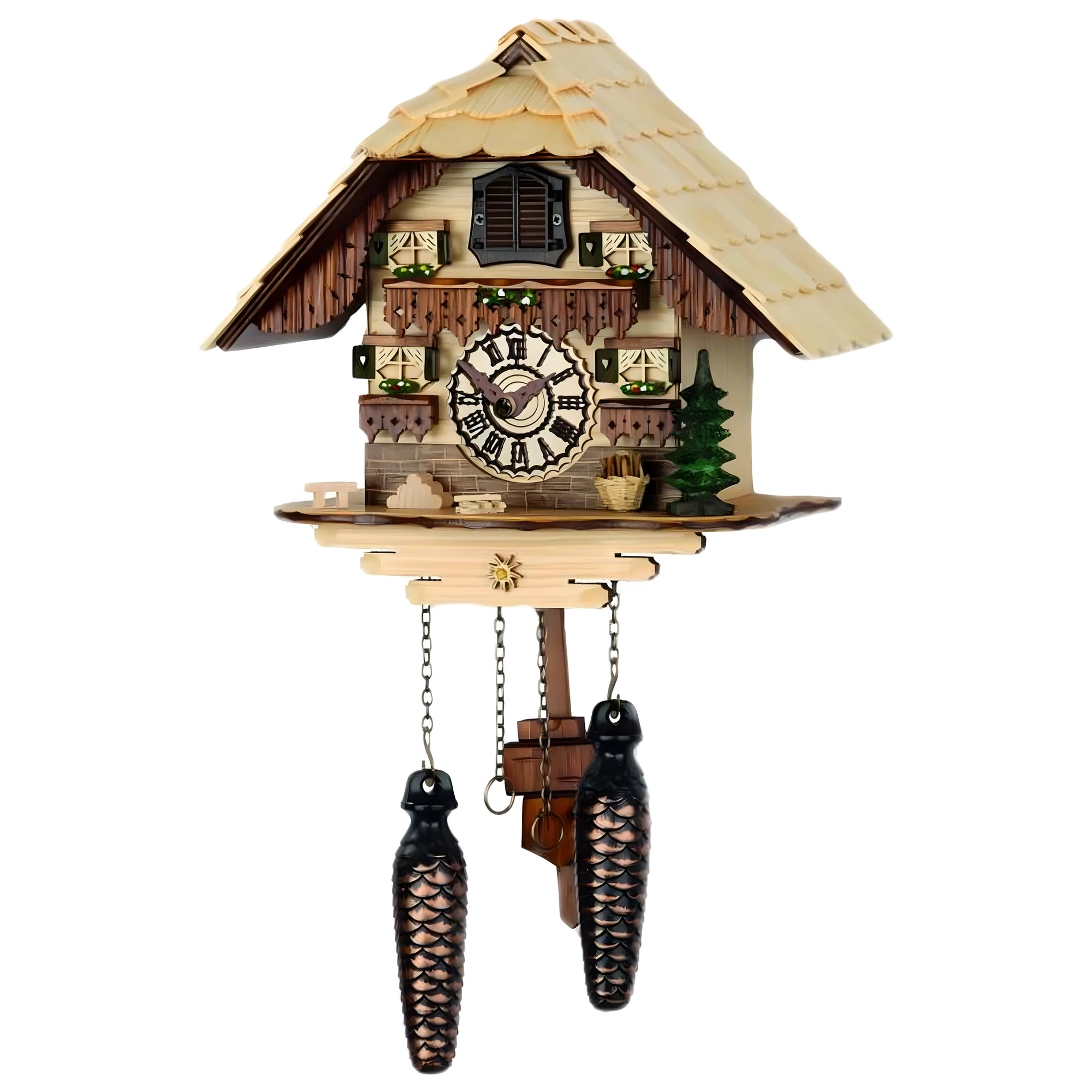 Horloge Coucou Artisanale en Bois - Modèle Chalet du Val Gardena