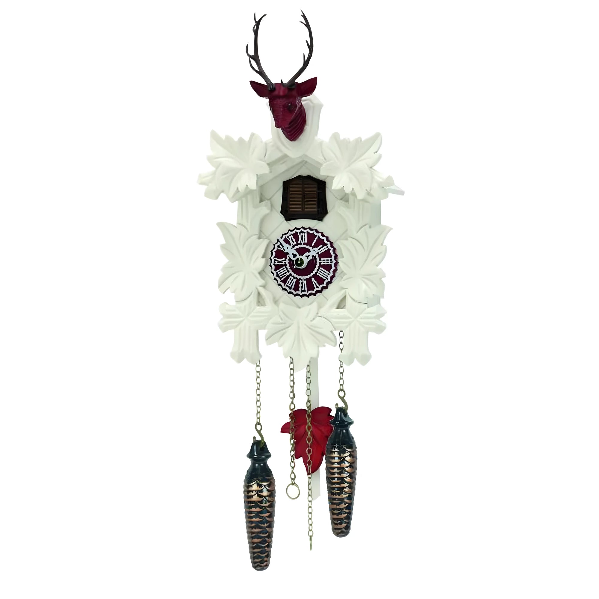 Horloge Coucou Design Moderne avec Sculpture Cerf Peinte à la Main