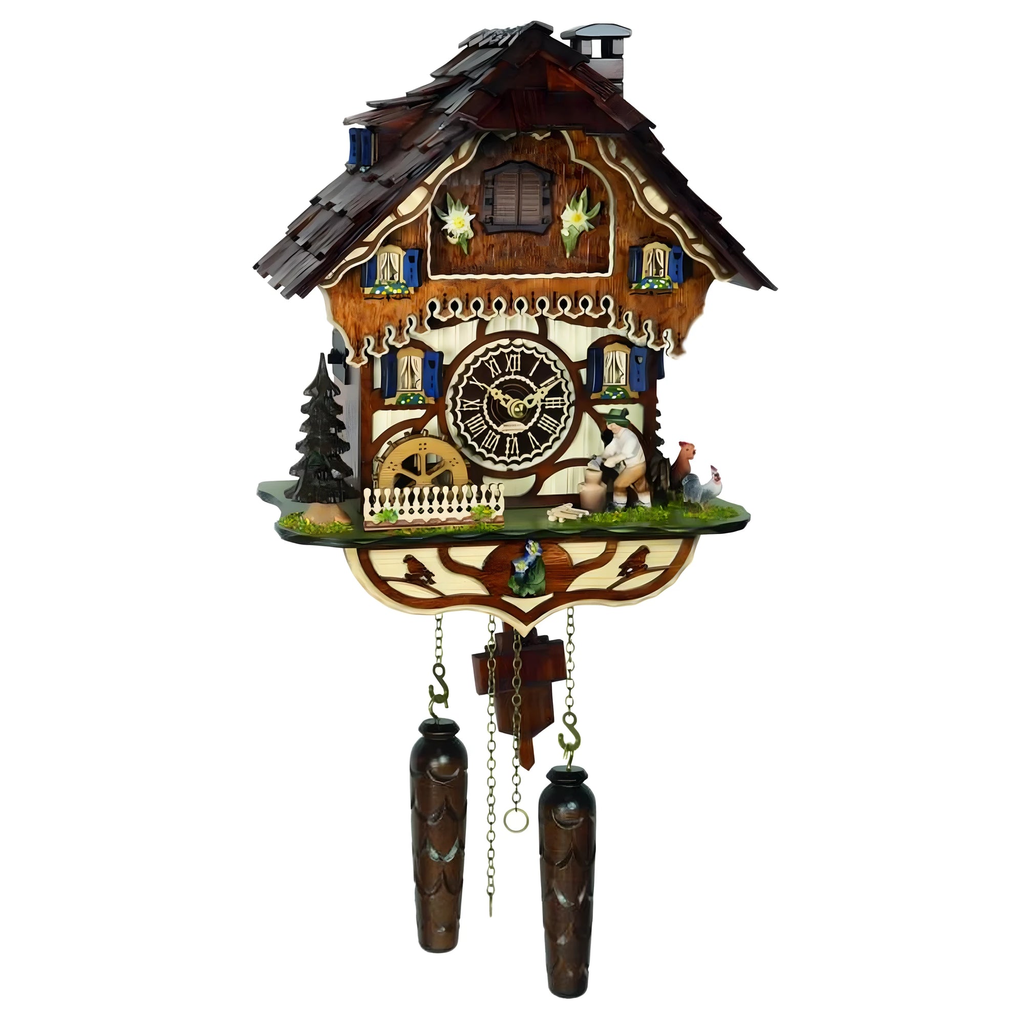 Reloj de Cuco Escultura Chalet de Madera de Arce Pintado a Mano