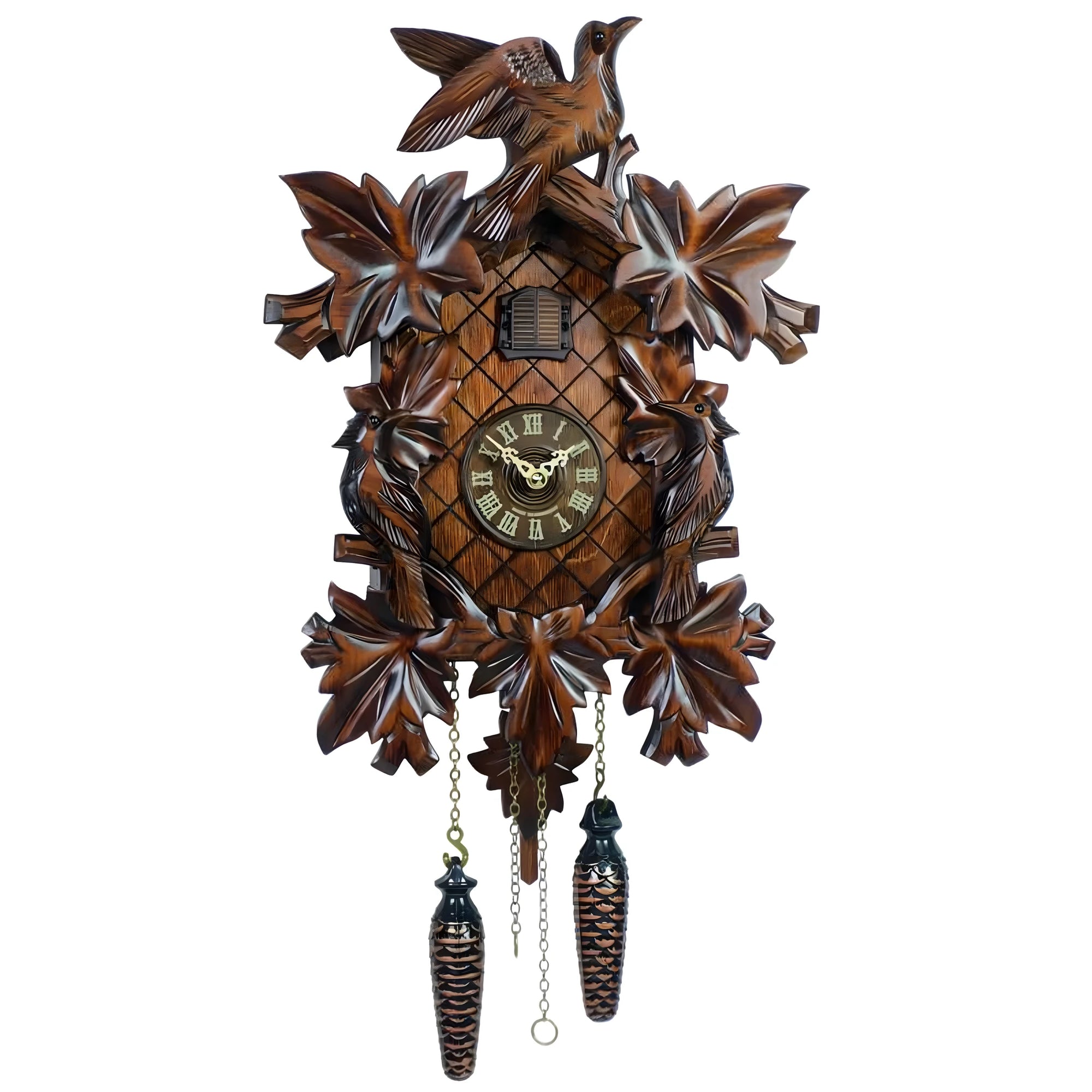 Horloge Coucou Traditionnelle Val Gardena, Sculptée à la Main en Bois d'Érable