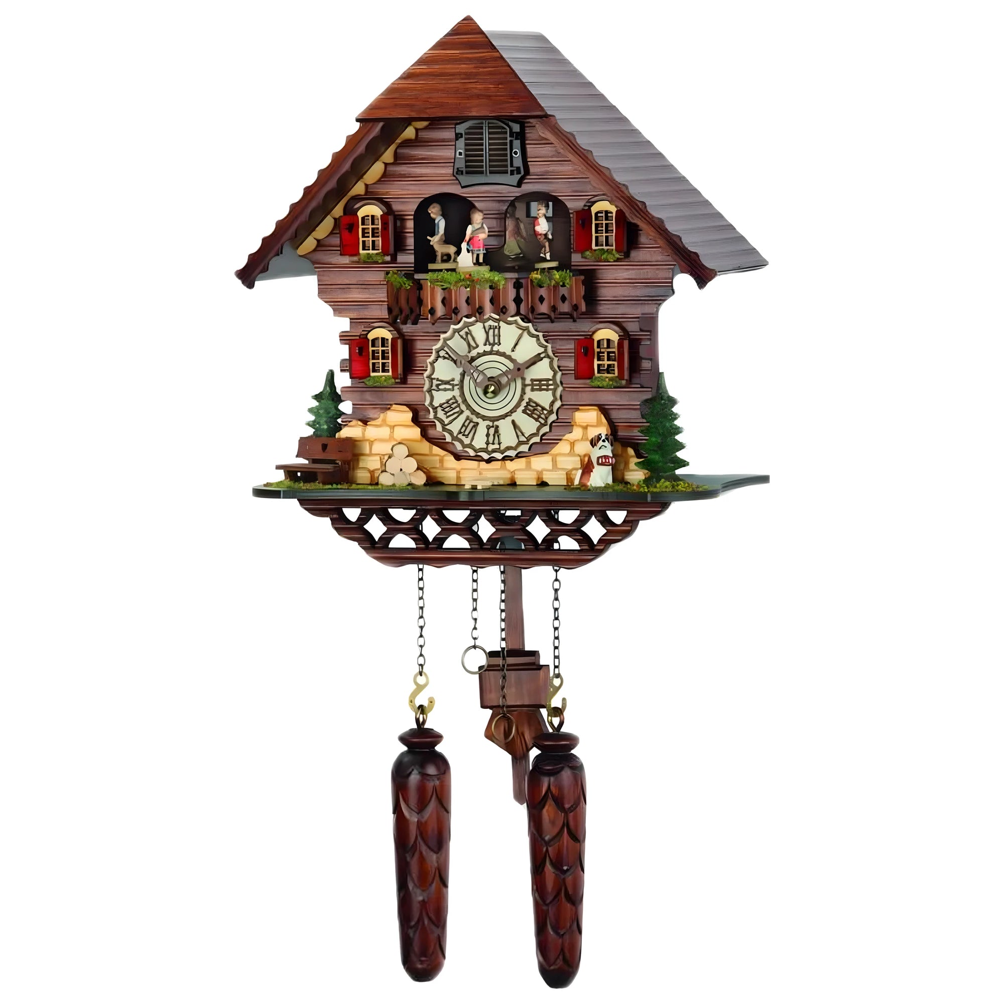 Relógio Cucù em Madeira Esculpida Estilo Chalé Alpino
