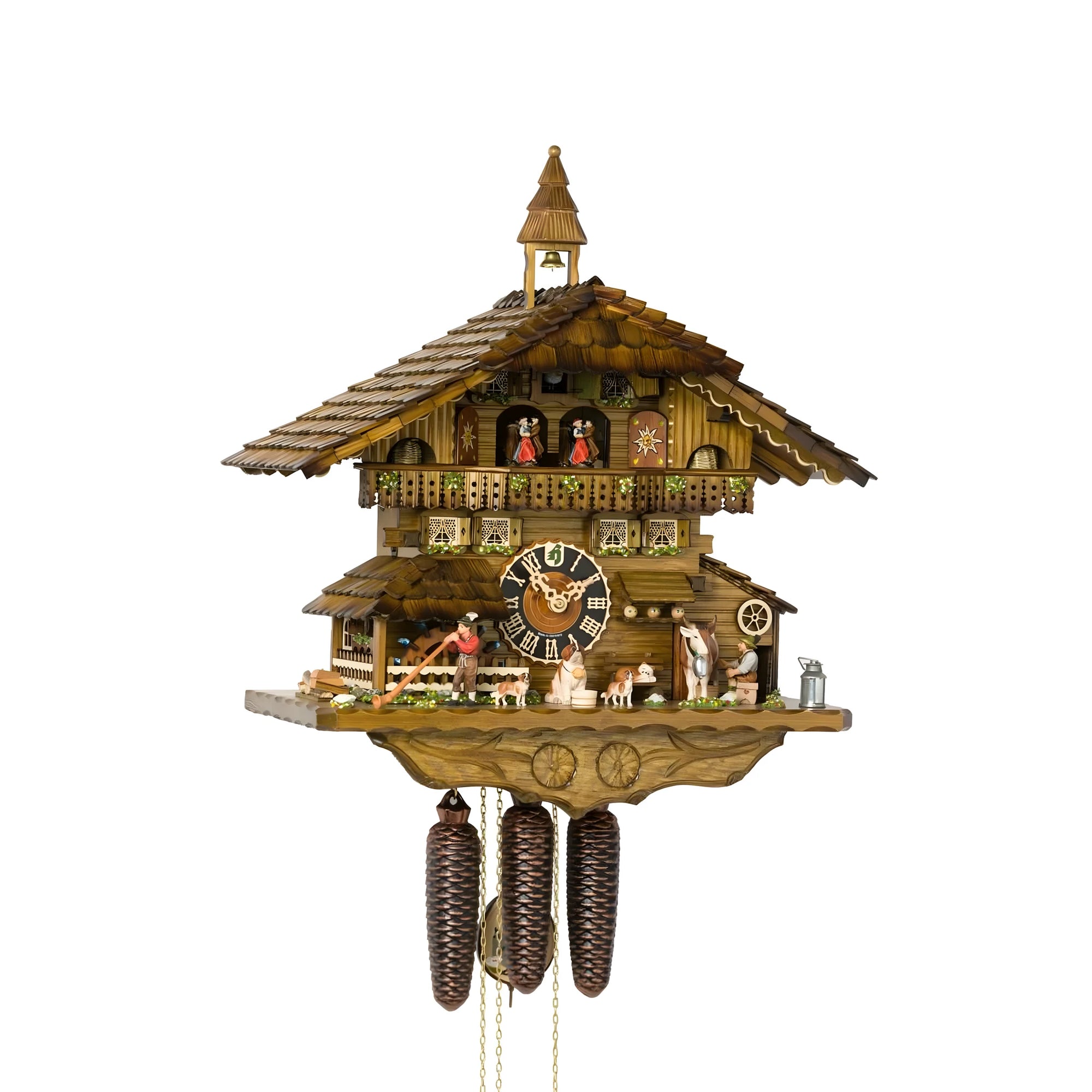 Carved Wooden Cuckoo Clock "Alpine Farm Life" | 40 cm