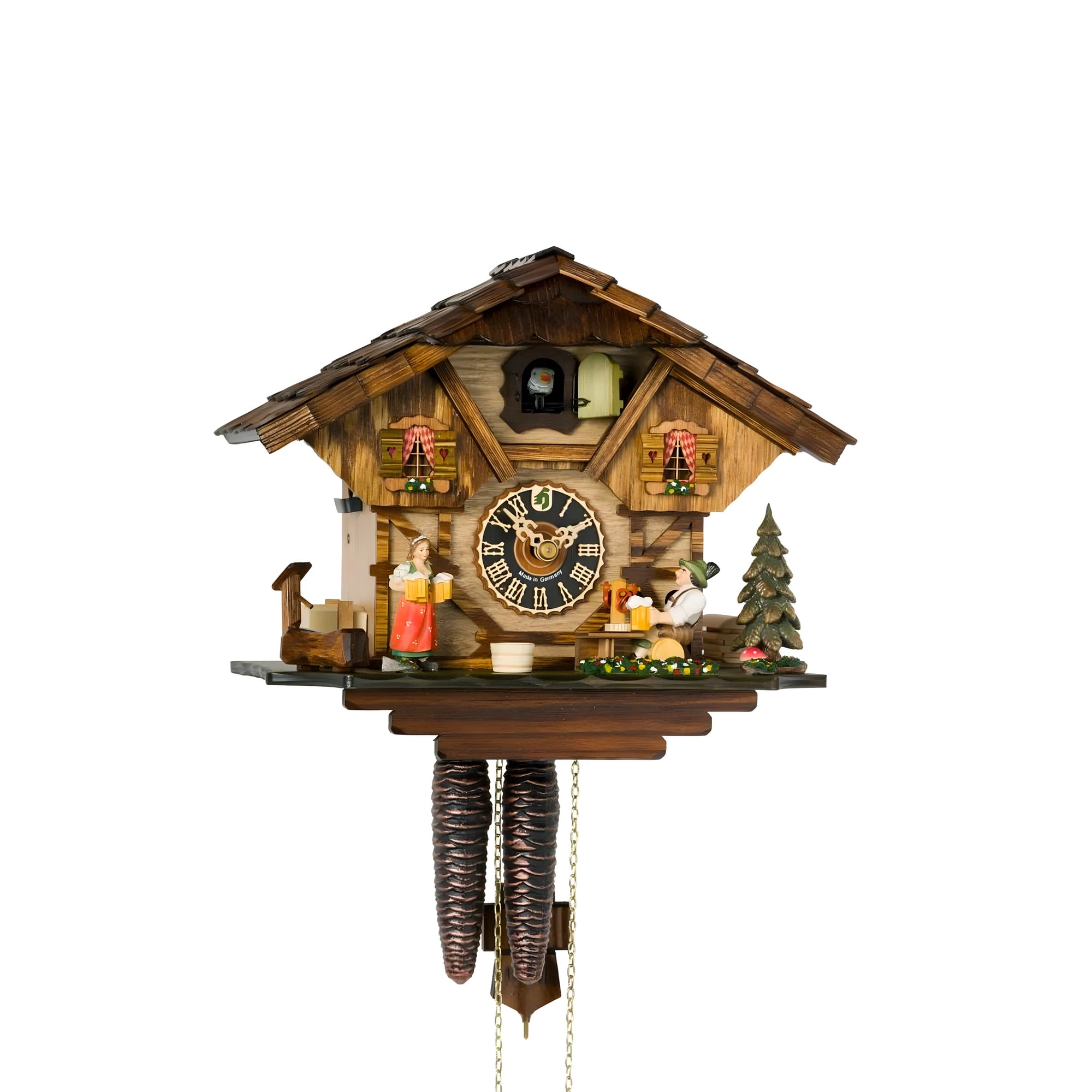 Horloge à Coucou en Bois avec Scène Alpine Typique - Dolfi Val Gardena