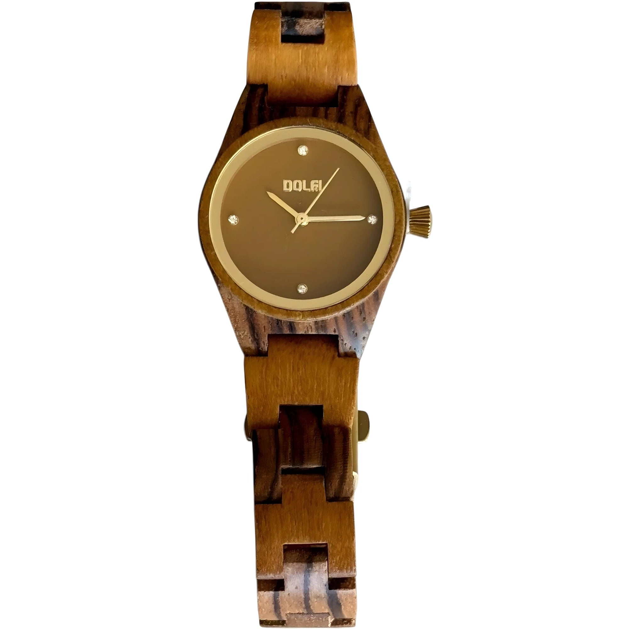 Alina Brown Wooden Watch with Swarovski Crystals – Dolfi