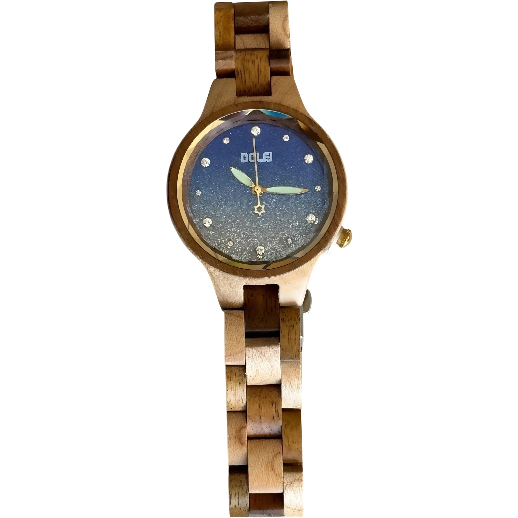 Mirella Blue Wooden Watch with Swarovski Crystals