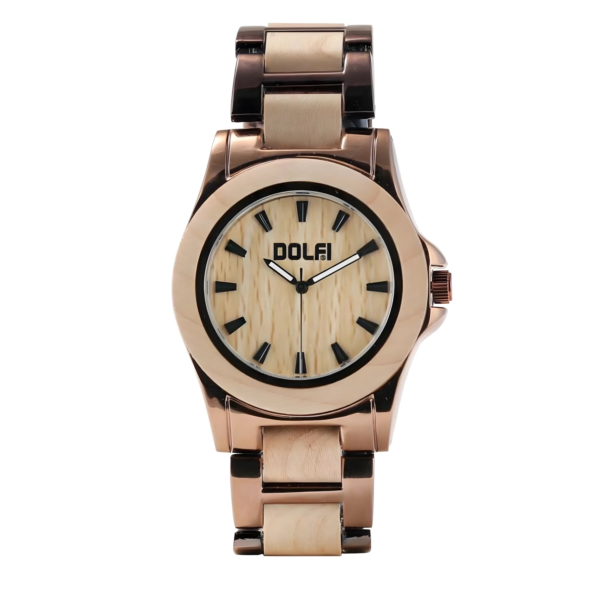 Orologio da Polso Wesley in Legno Naturale e Acciaio Rosé
