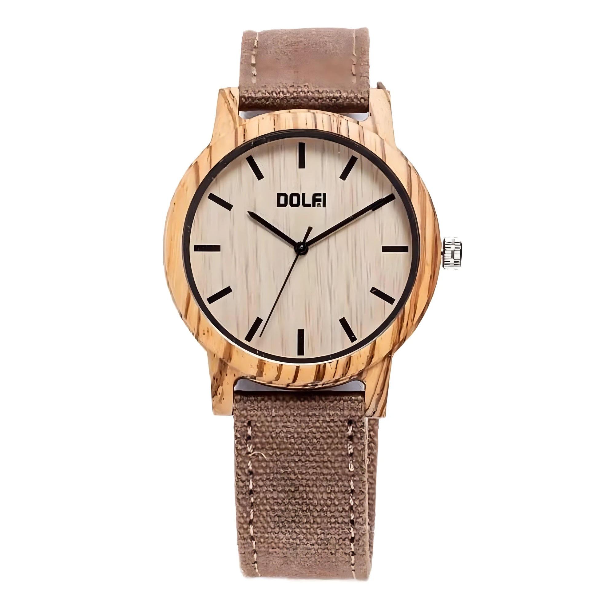 Wood watch with fabric strap