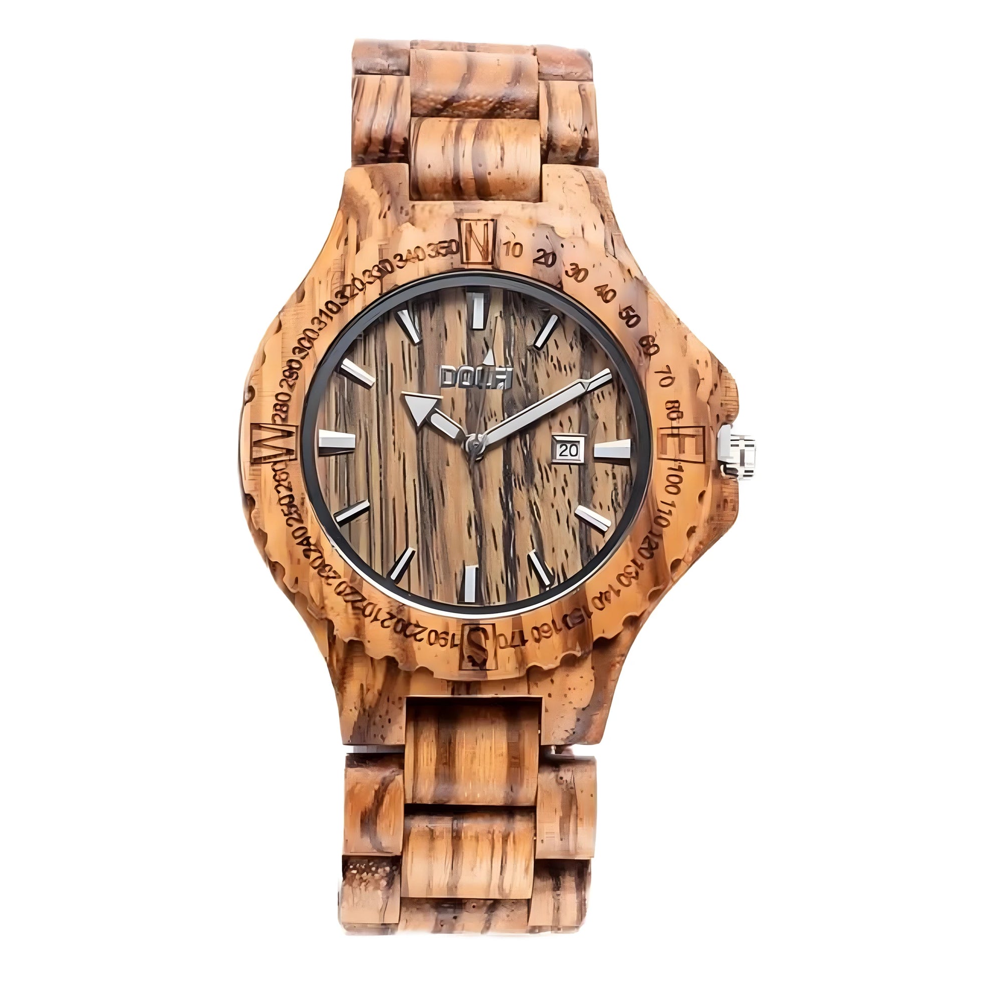 Orologio da Uomo Artigianale in Legno d'Ulivo con Quadrante Naturale