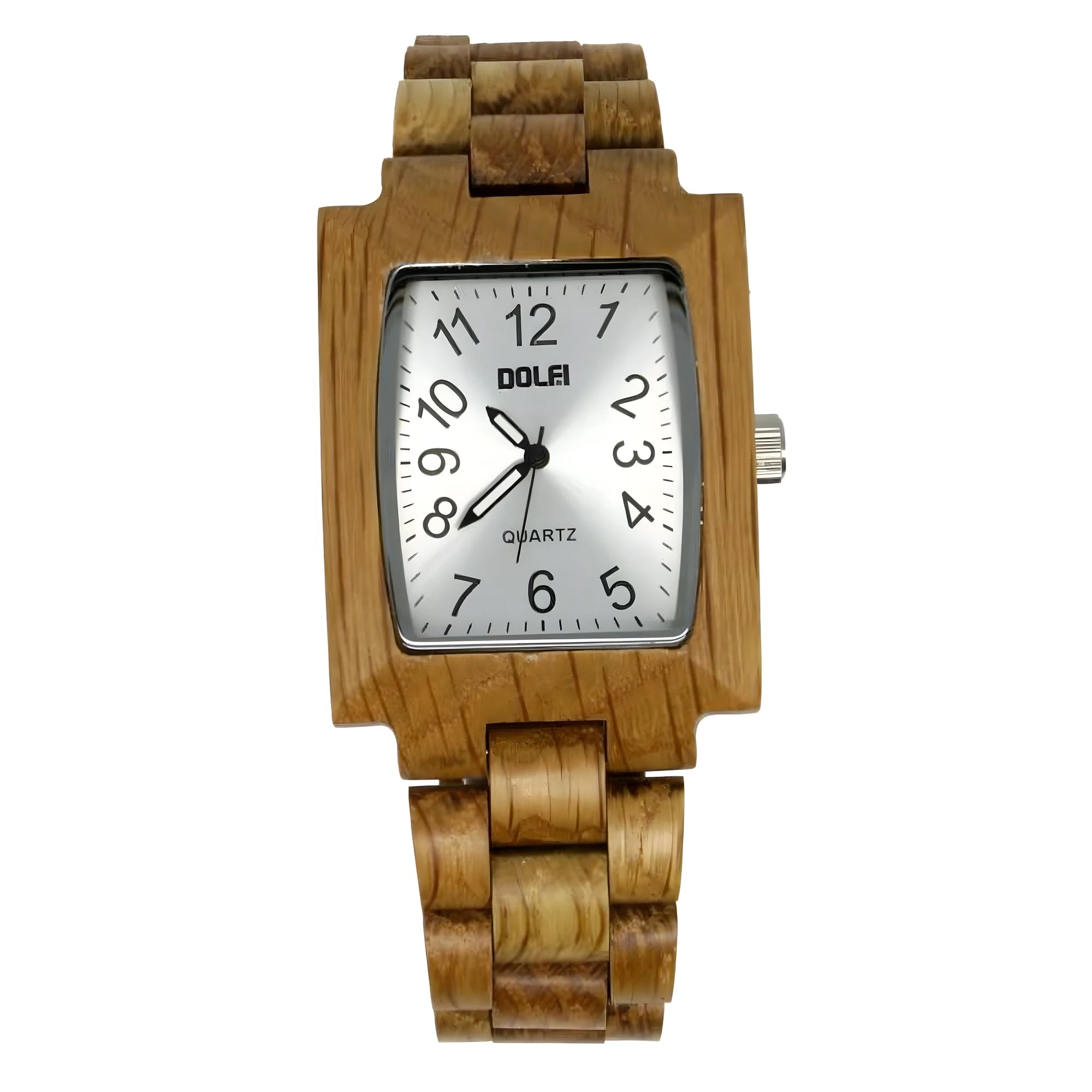 Orologio in Legno "Calvin" con Cassa Rettangolare e Quadrante Spazzolato