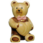 Ours Porte-bonheur en Bois d'Érable Coloré et Naturel avec Cœur